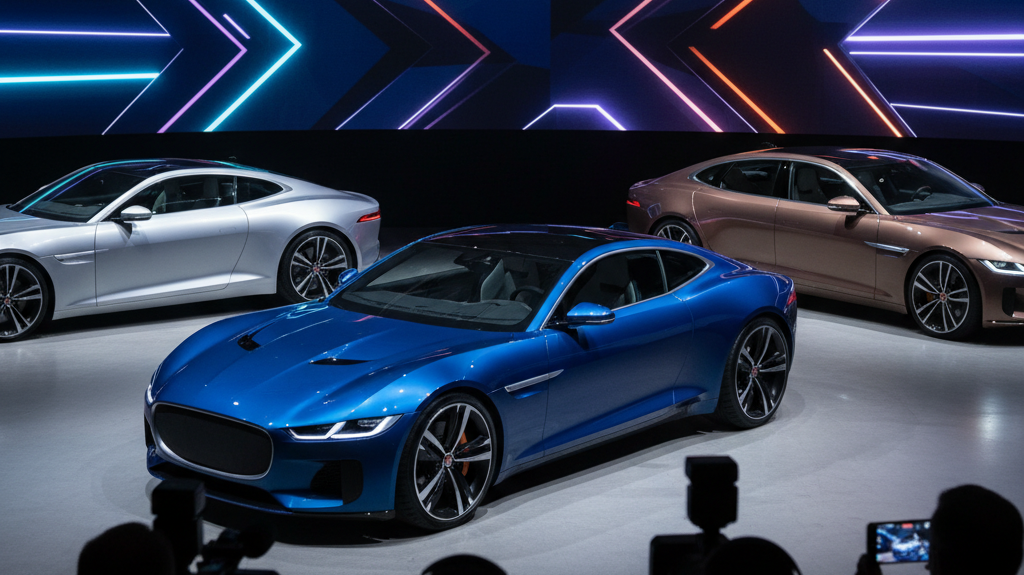 Editorial, photo-realistic HERO for an automotive daily news article titled "Jaguar Electric GT with 1000 bhp Impresses at Prototype Preview – Daily C