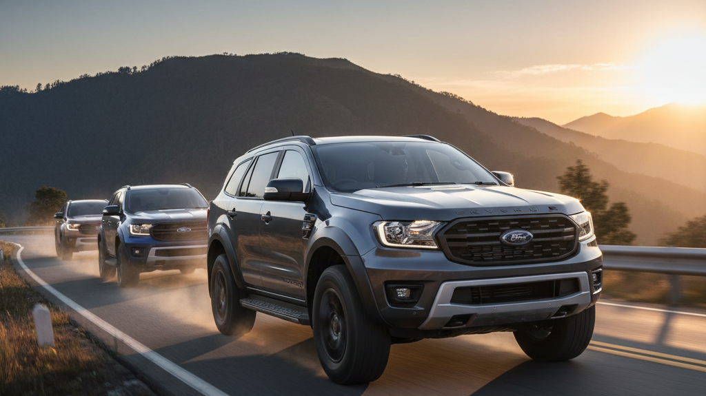 Editorial, photo-realistic HERO for an automotive daily news article titled "Ford Everest Tremor Receives Powerful V6 Upgrade – Daily Car News (2025-1