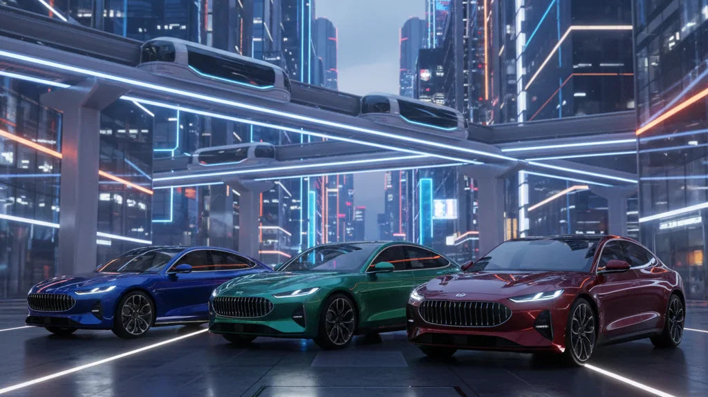 Editorial photo-realistic HERO image for automotive news (2026-04-25). Feature Denza vehicles specifically Z9 GT EV. Scene: The sleek Denza Z9 GT EV p