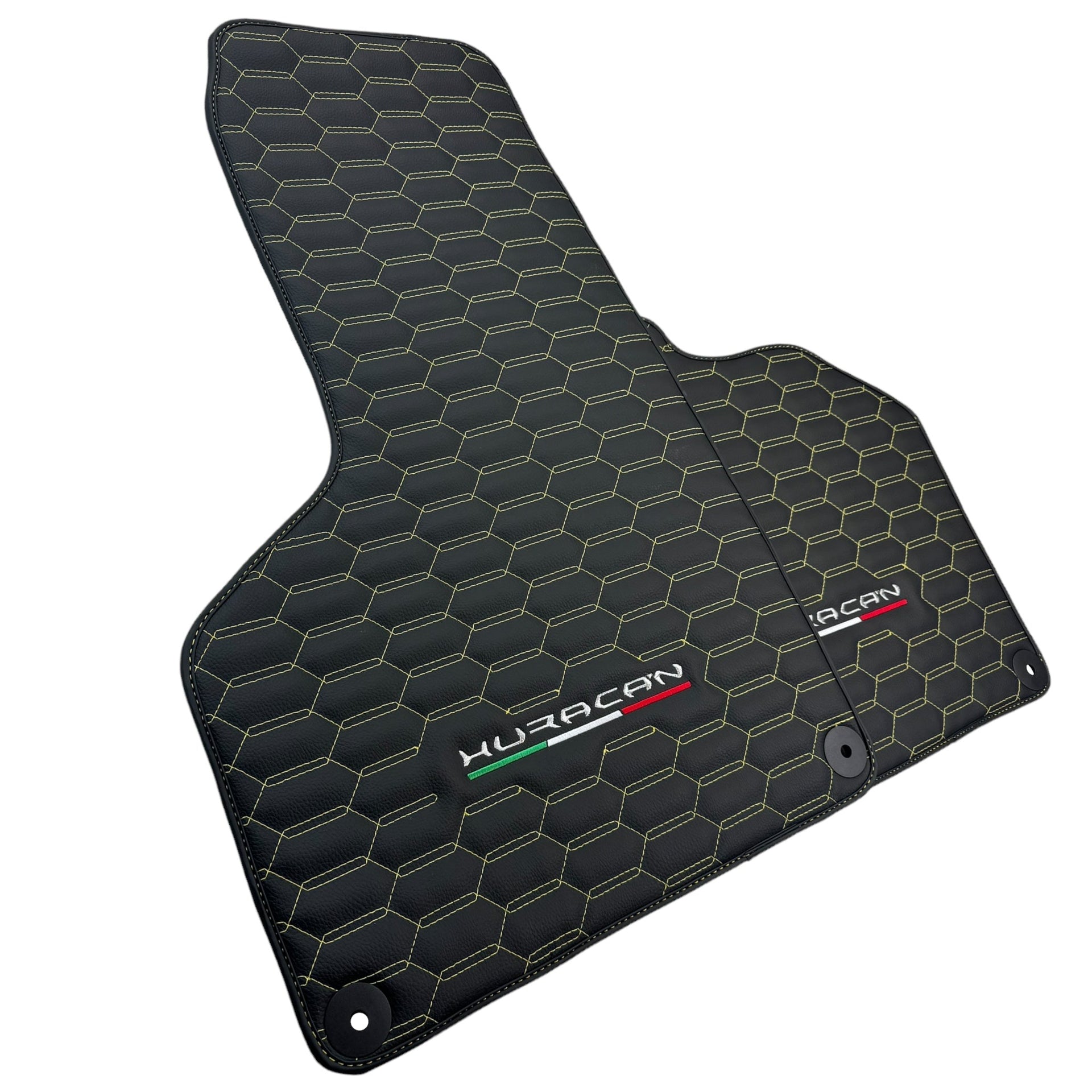 Floor Mats for Lamborghini Huracan Leather Yellow Stitching