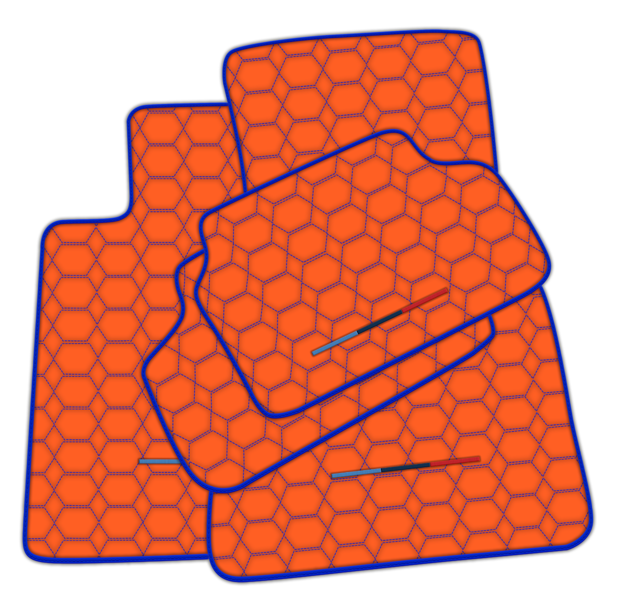 Stylish Customizable Orange Leather Floor Mats for BMW