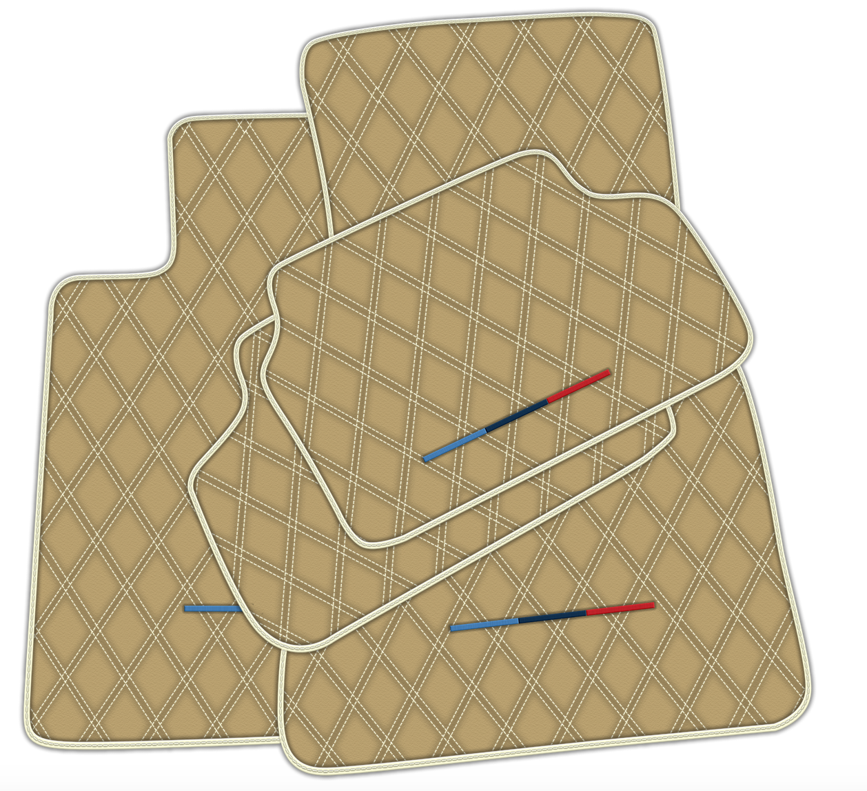 Stylish Customizable Beige Leather Floor Mats for BMW