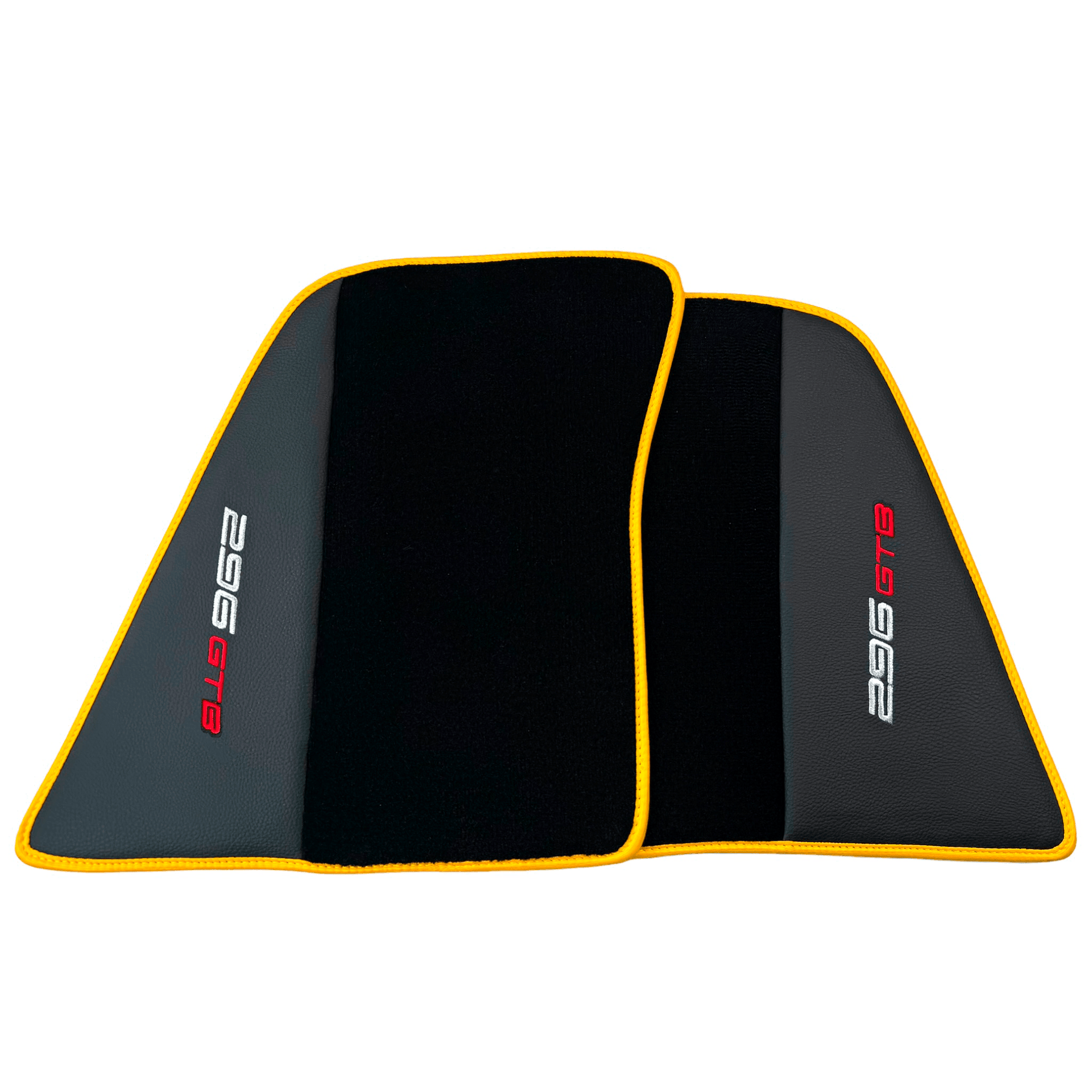 Premium Black Floor Mats for Ferrari 296 GTS (2022-2024) with Yellow Trim