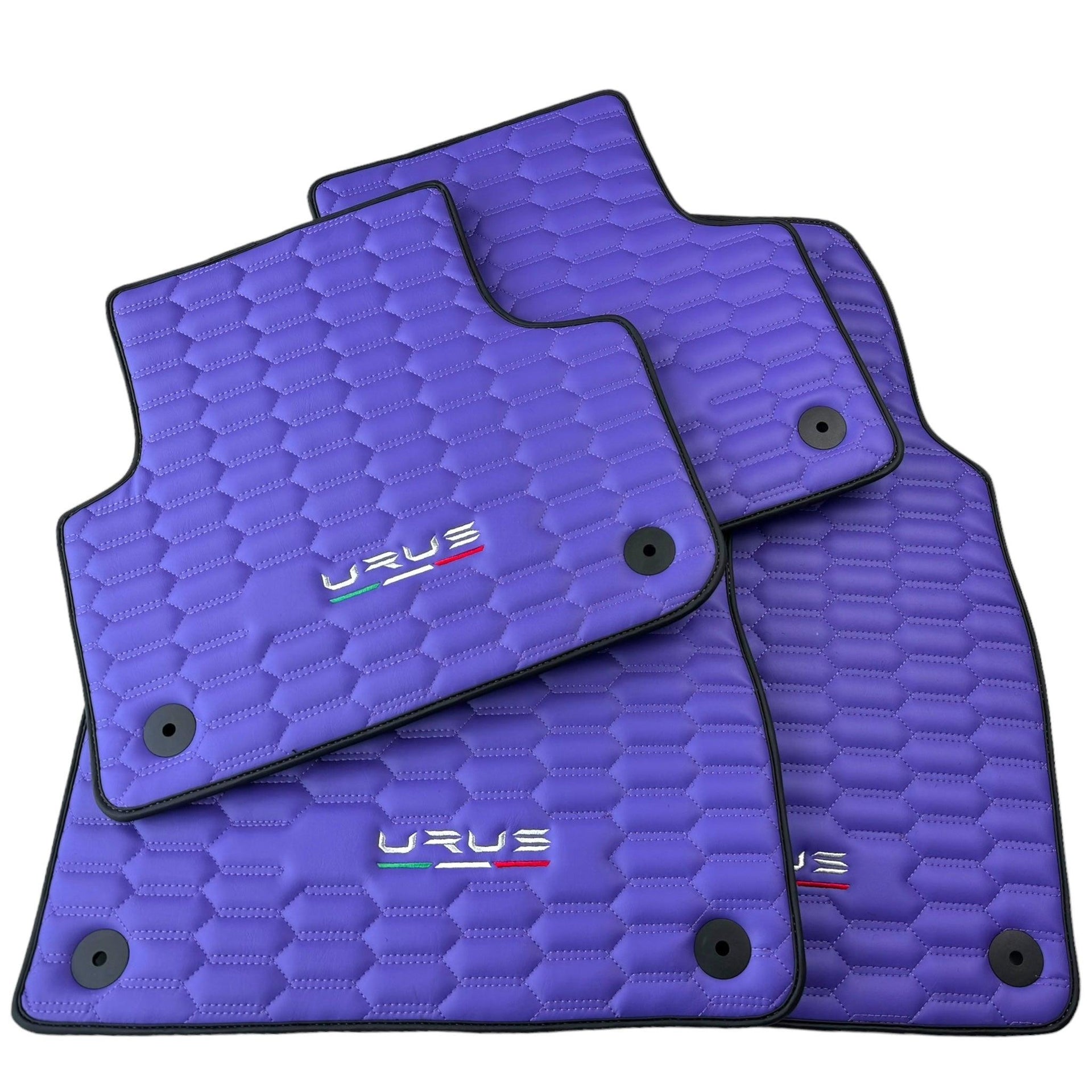 Purple Leather Black Floor Mats for Lamborghini Urus | Black Trim - AutoWin