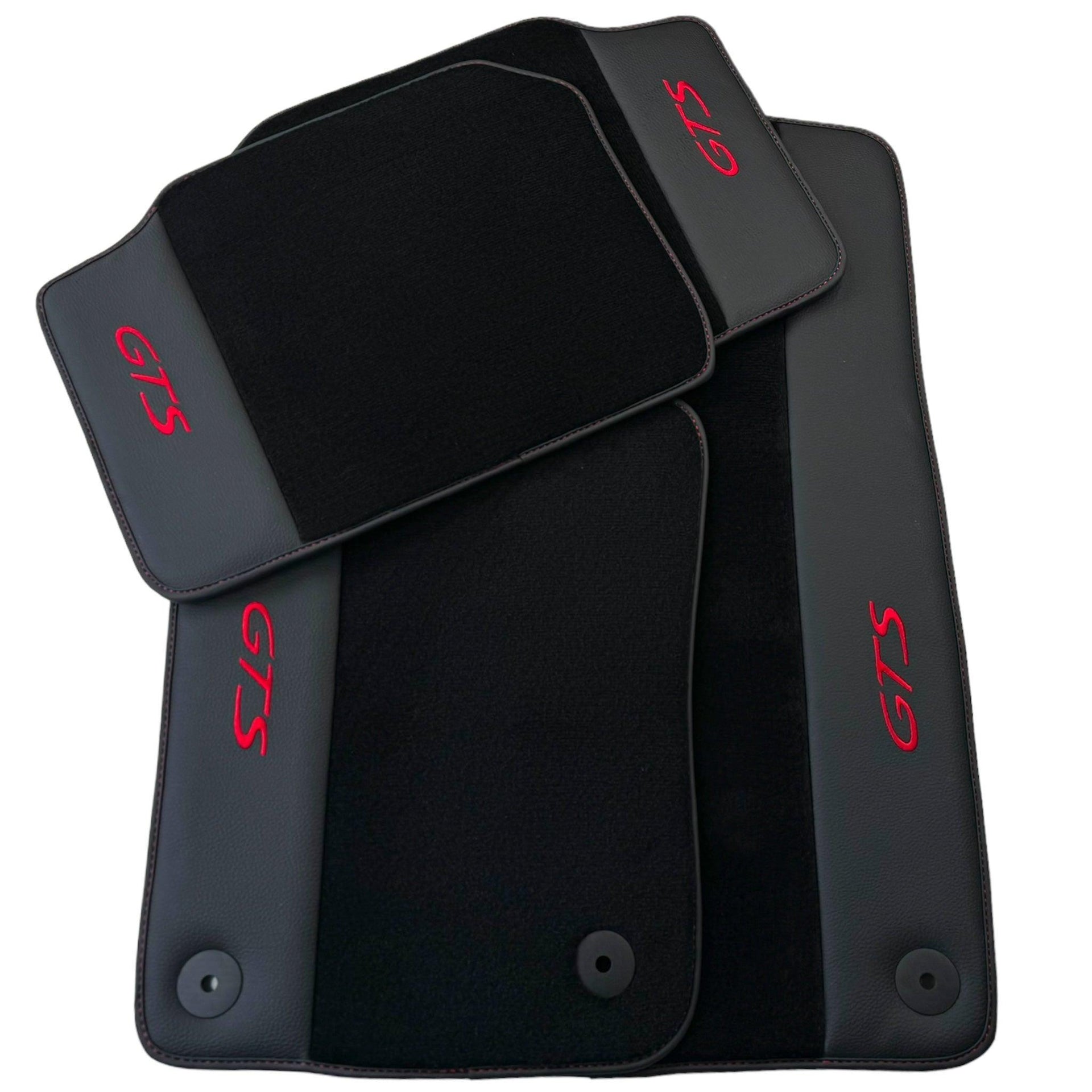 Black Floor Mats for Porsche Panamera GTS (2009-2016) with Leather - AutoWin