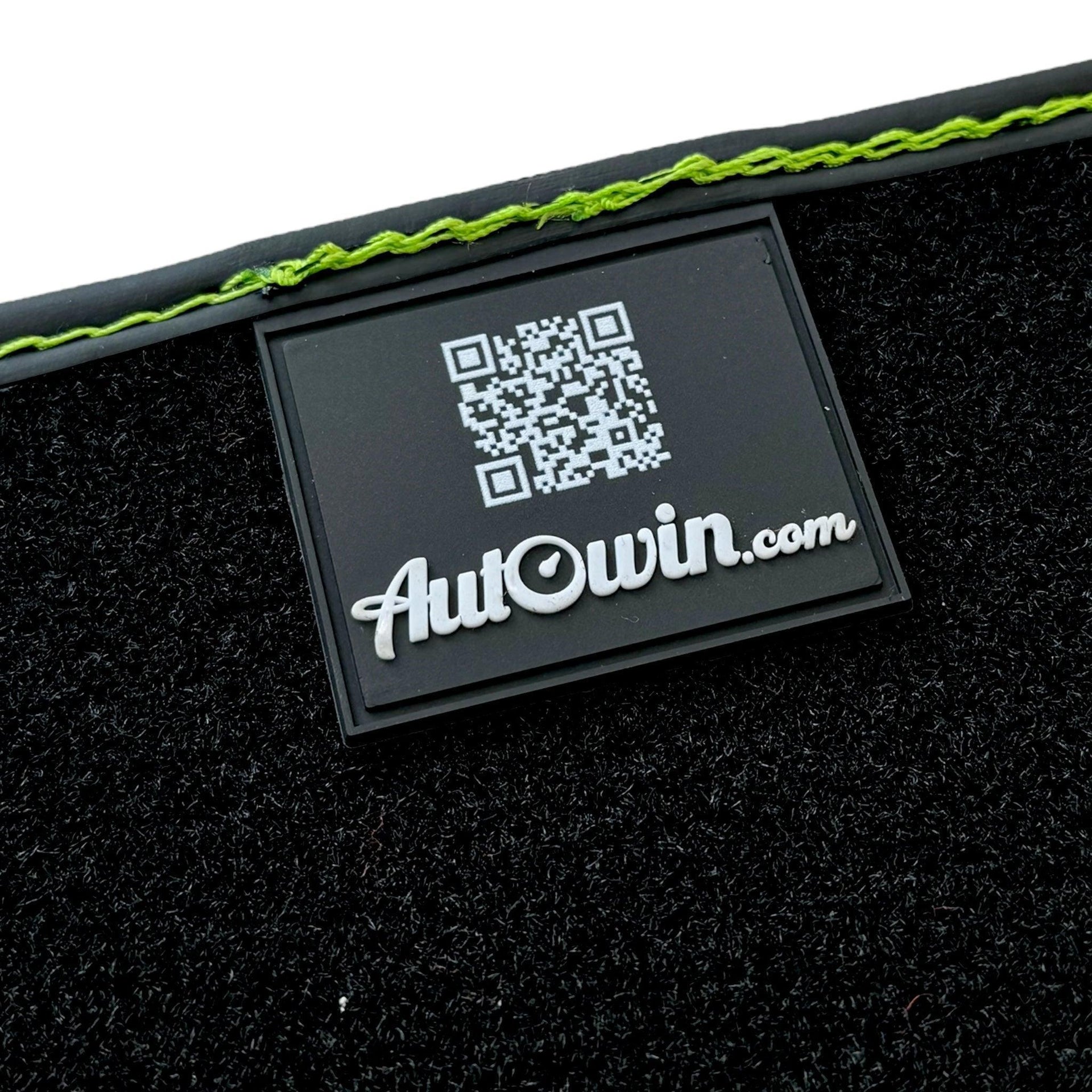 Black Floor Mats for Lamborghini Aventador with Green Leather - AutoWin