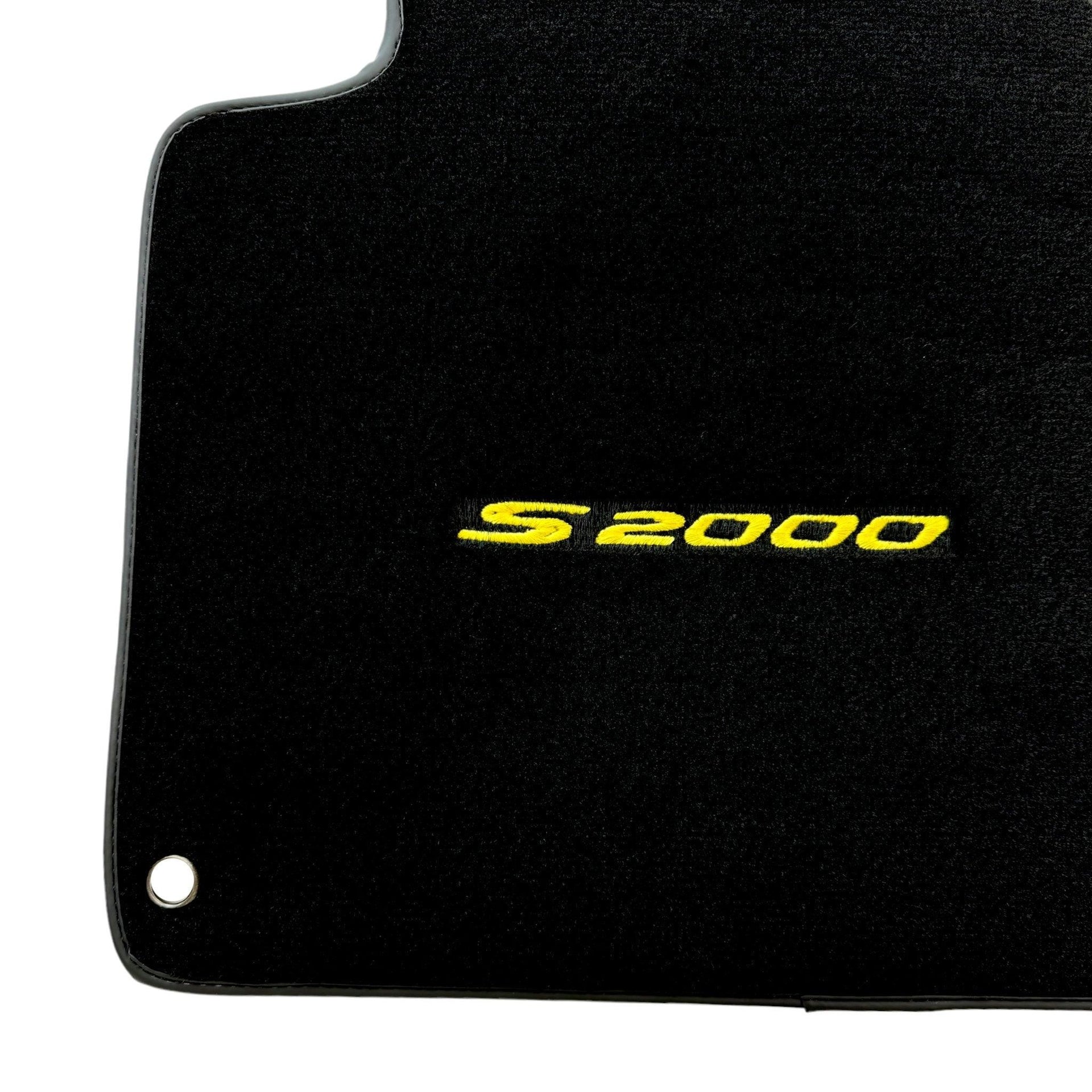 Floor Mats for Honda S2000 (1999–2004) Black Tailored with Yellow S2000 Logo - AutoWin
