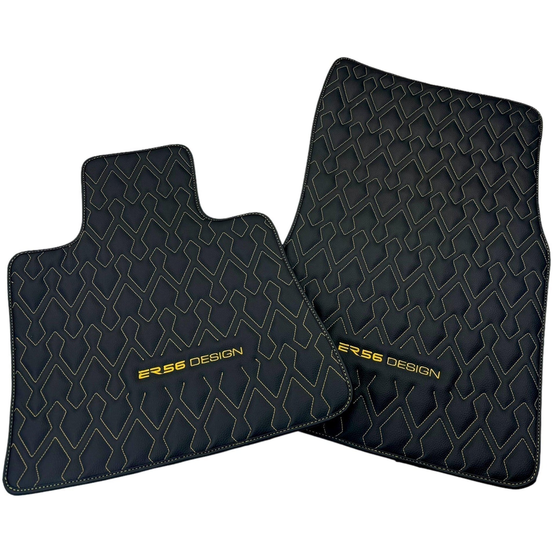 Black Leather Floor Mats for Rolls-Royce Spectre (2023-2024) ER56 Design - AutoWin