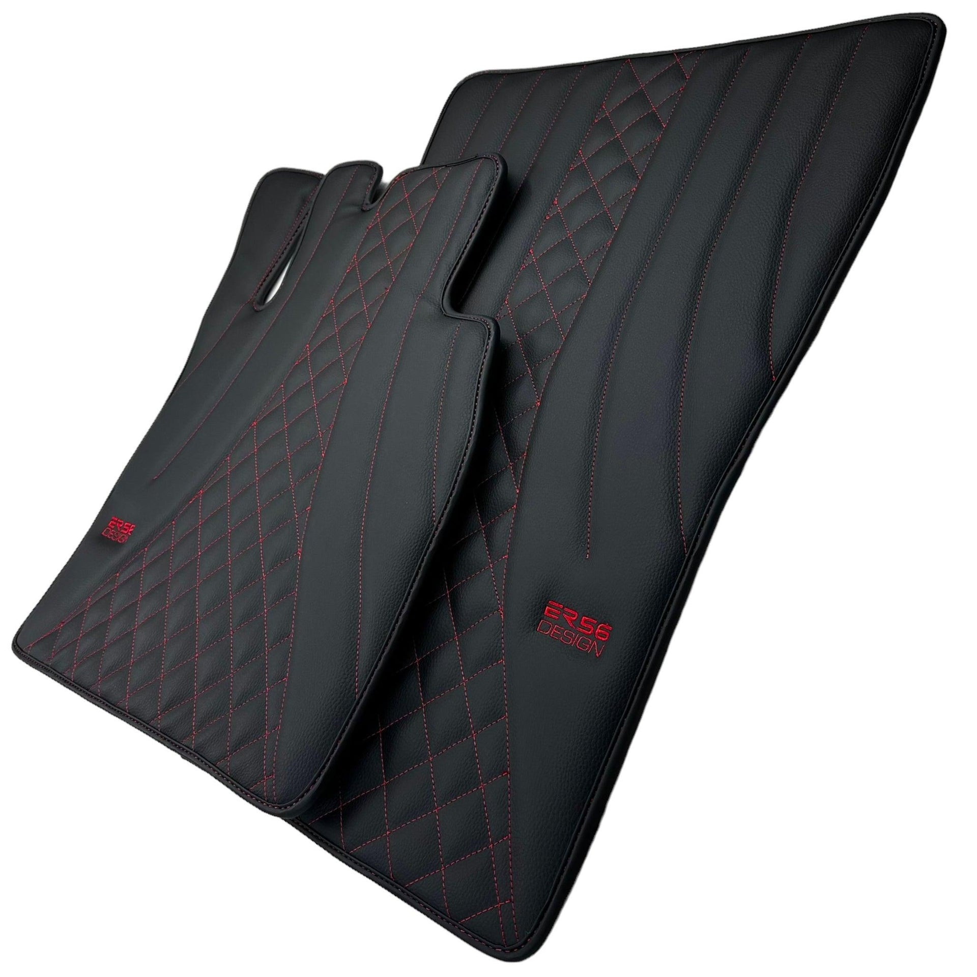 Black Leather Floor Mats for Mercedes-Benz G Class W463 (2008-2018) ER56 Design - AutoWin