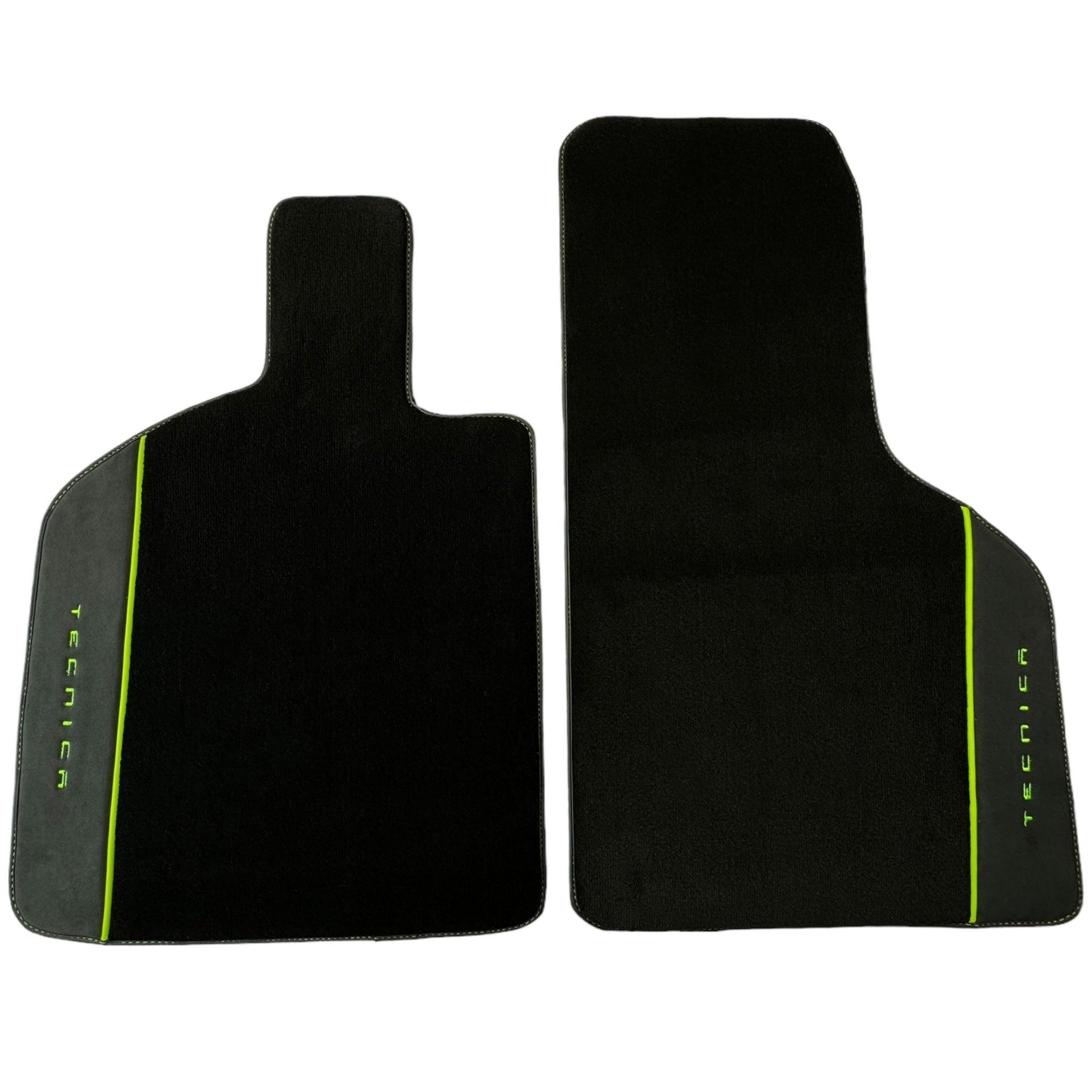 Black Floor Mats for Lamborghini Huracan Tecnica with Alcantara Leather | Green Edition - AutoWin