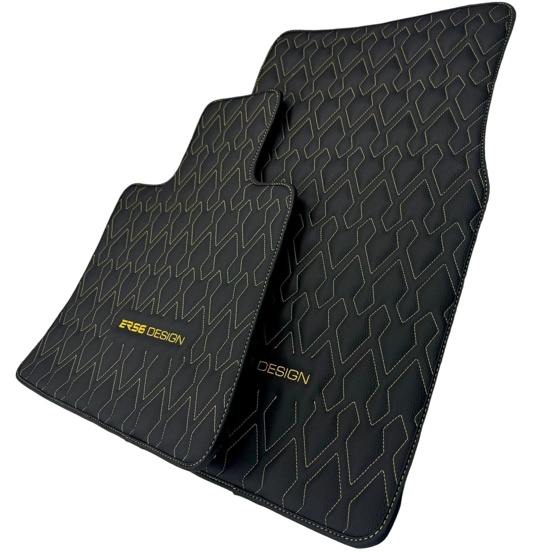 Black Leather Floor Mats for Rolls-Royce Wraith (2013–2023) ER56 Design - AutoWin