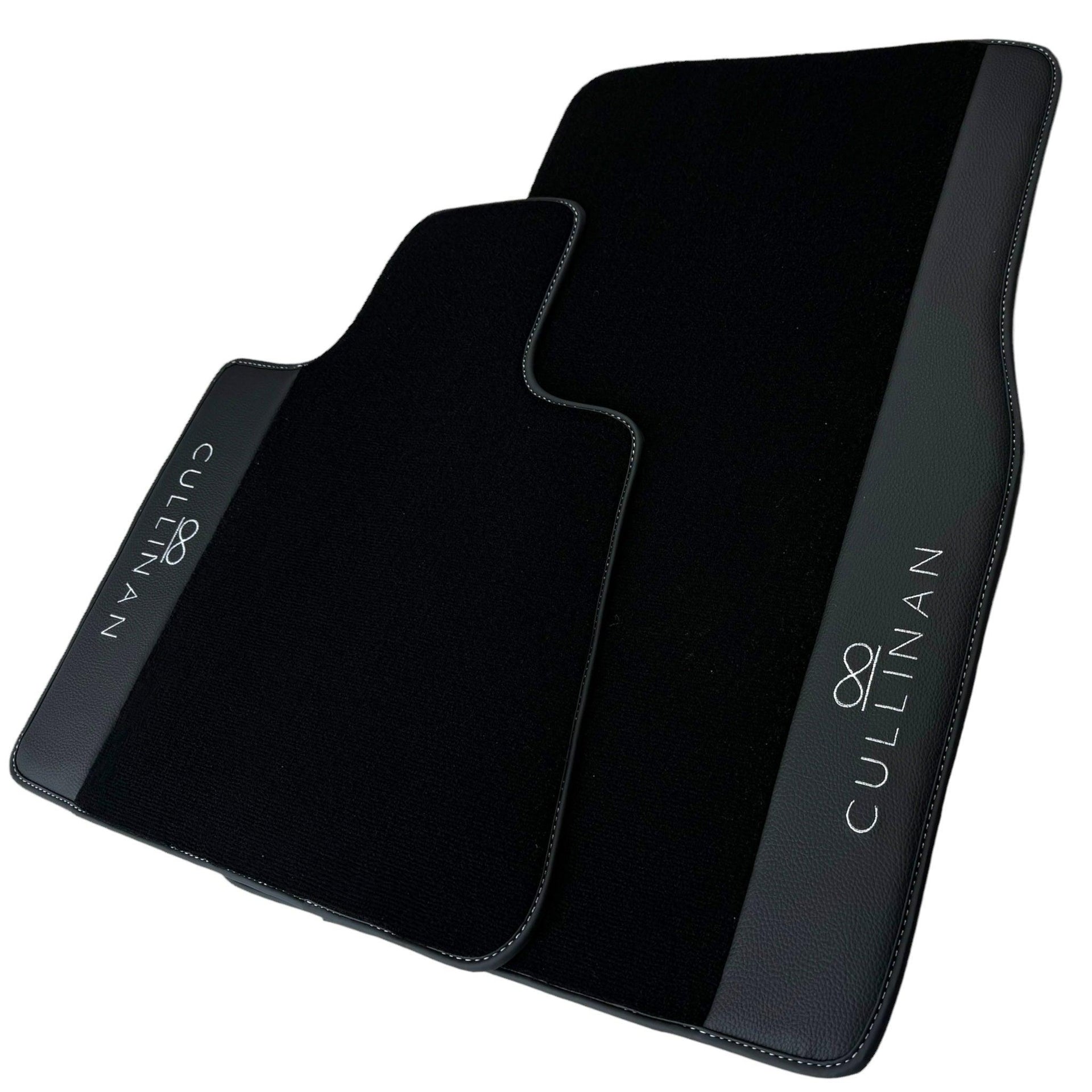 Black Floor Mats for Rolls Royce Cullinan with Black Leather - AutoWin