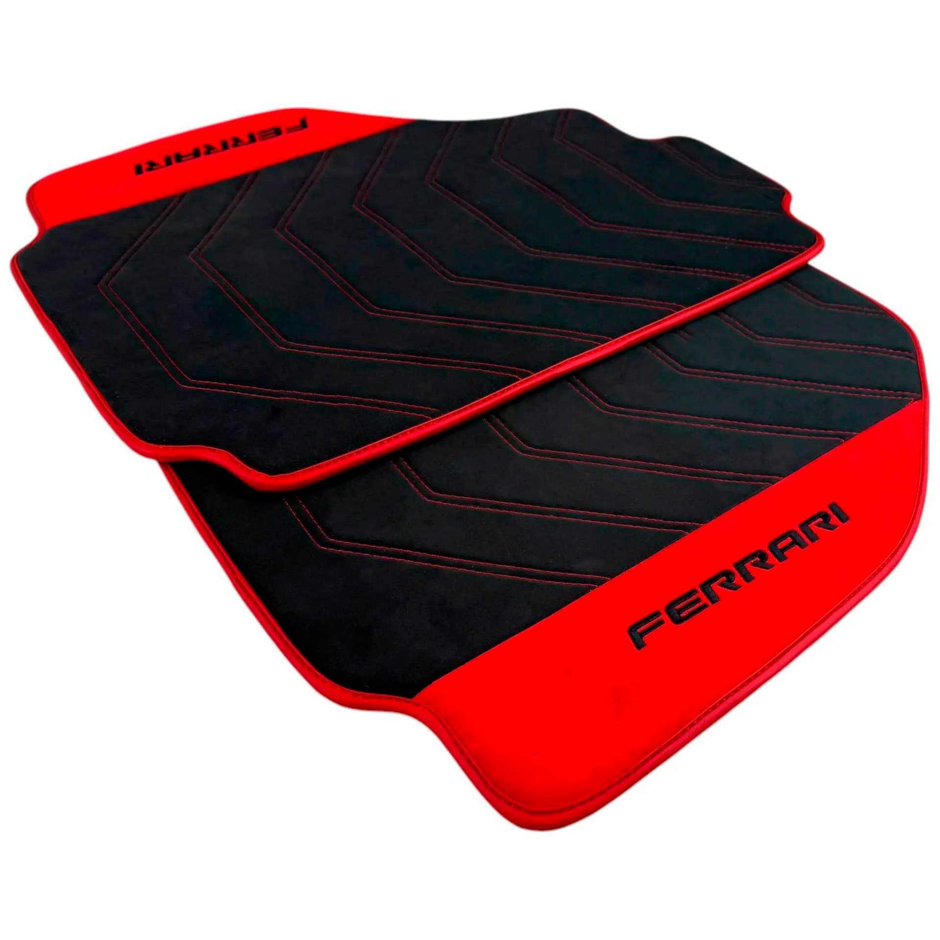 Alcantara Black Floor Mats for Ferrari 458 Speciale (2012-2015) with Red Alcantara