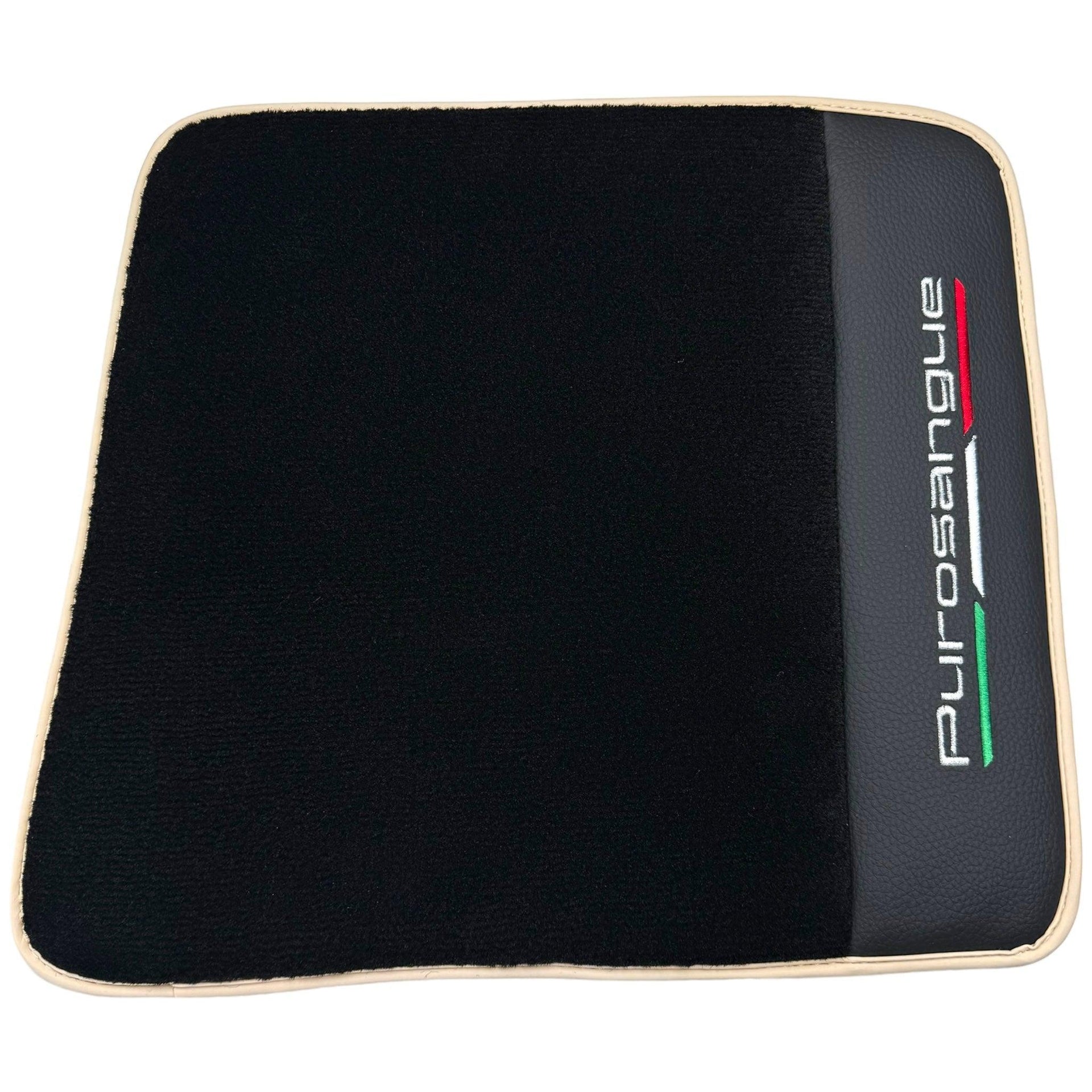 Black Floor Mats for Ferrari Purosangue with Leather and Beige Trim | Italian Edition - AutoWin