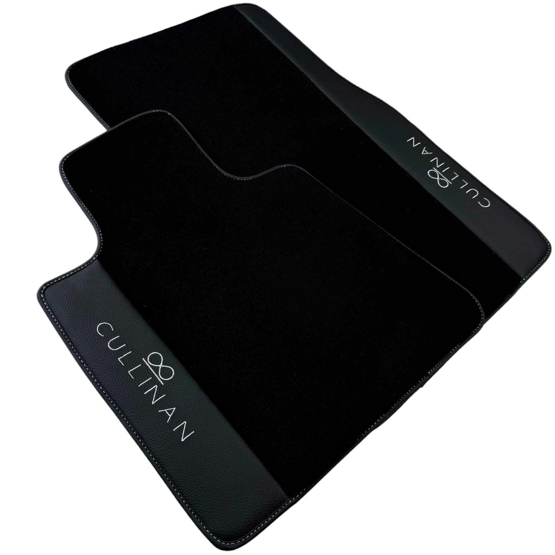 Black Floor Mats for Rolls Royce Cullinan with Black Leather - AutoWin