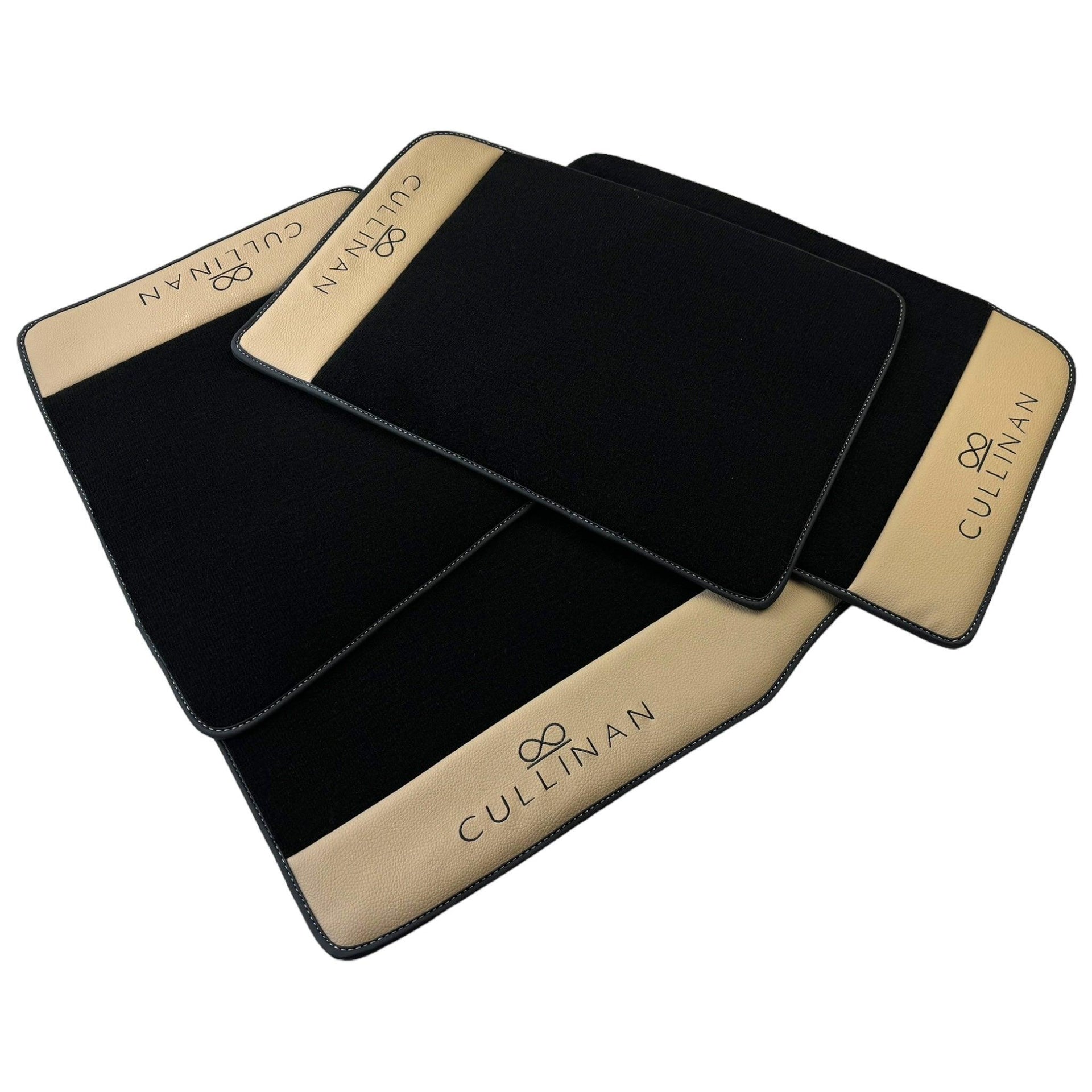 Black Floor Mats for Rolls Royce Cullinan with Beige Leather - AutoWin