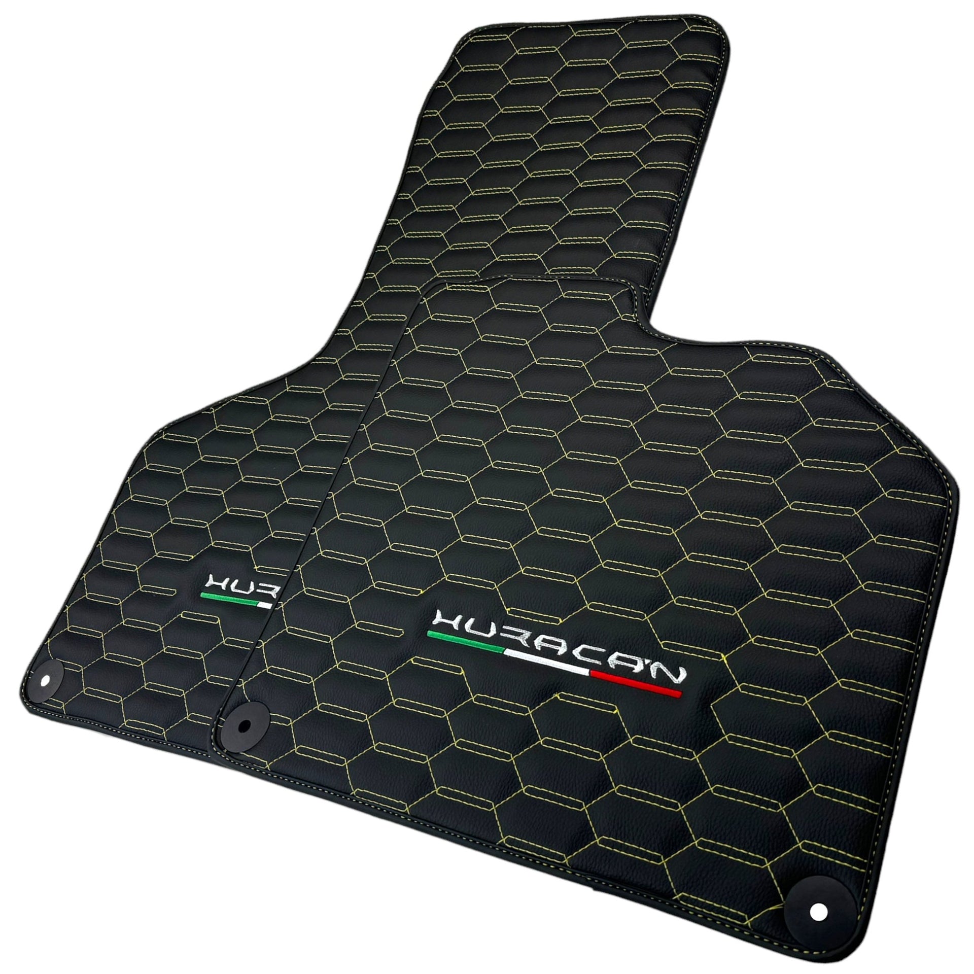 Floor Mats for Lamborghini Huracan Leather Yellow Stitching