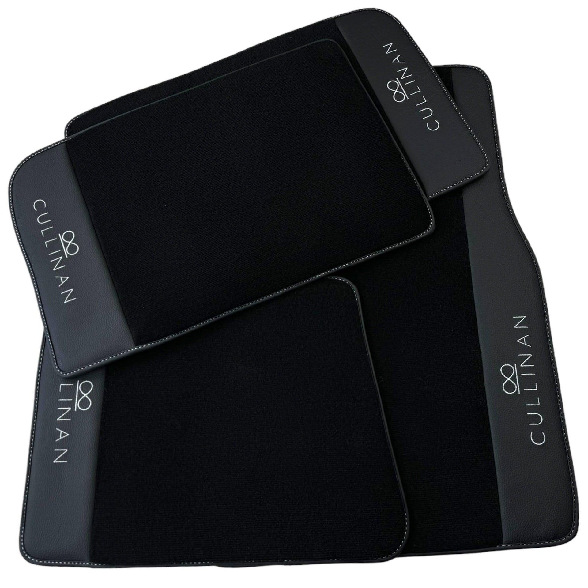Black Floor Mats for Rolls Royce Cullinan with Black Leather - AutoWin