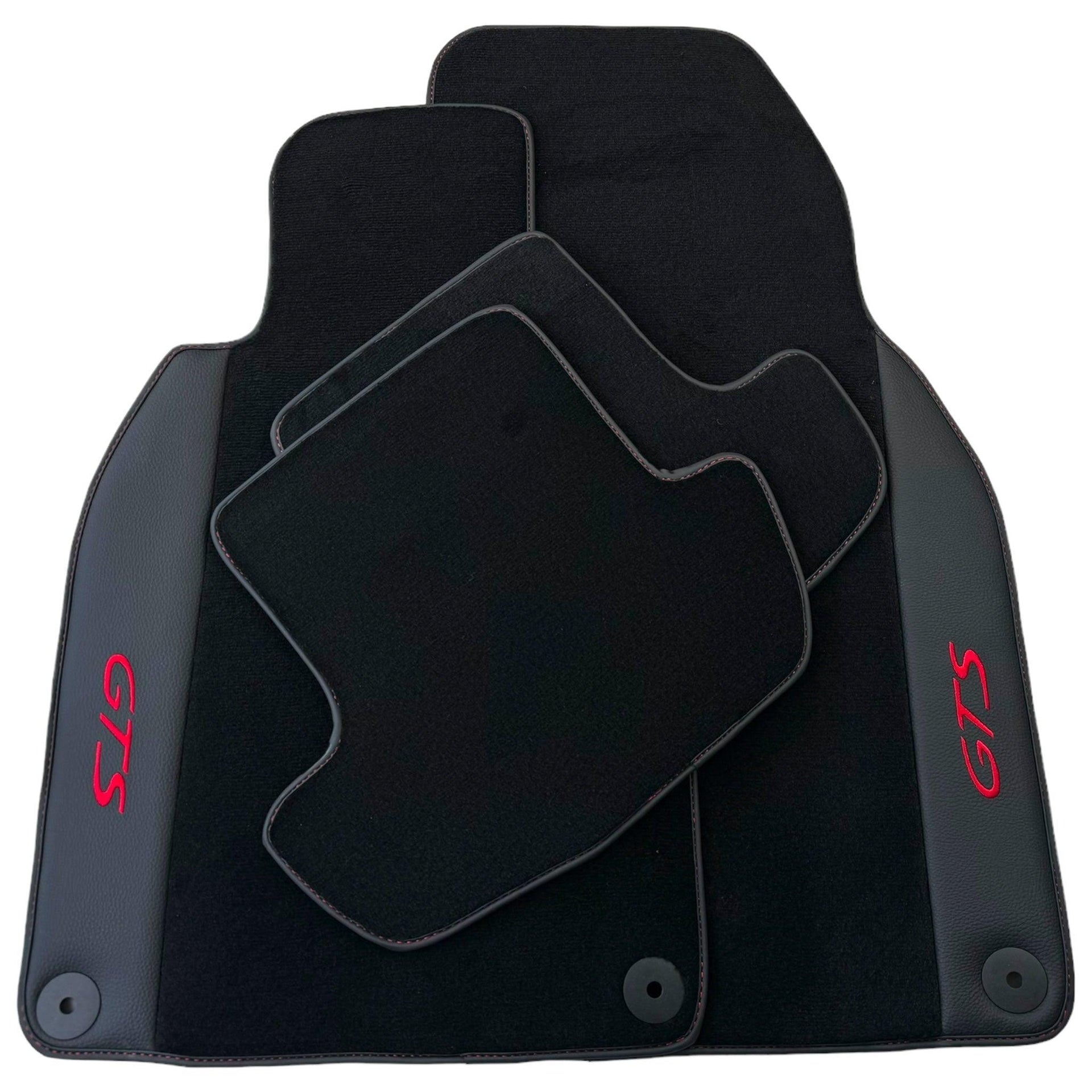 Black Floor Mats for Porsche 911 - 992 GTS (2019-2024) with Leather - AutoWin