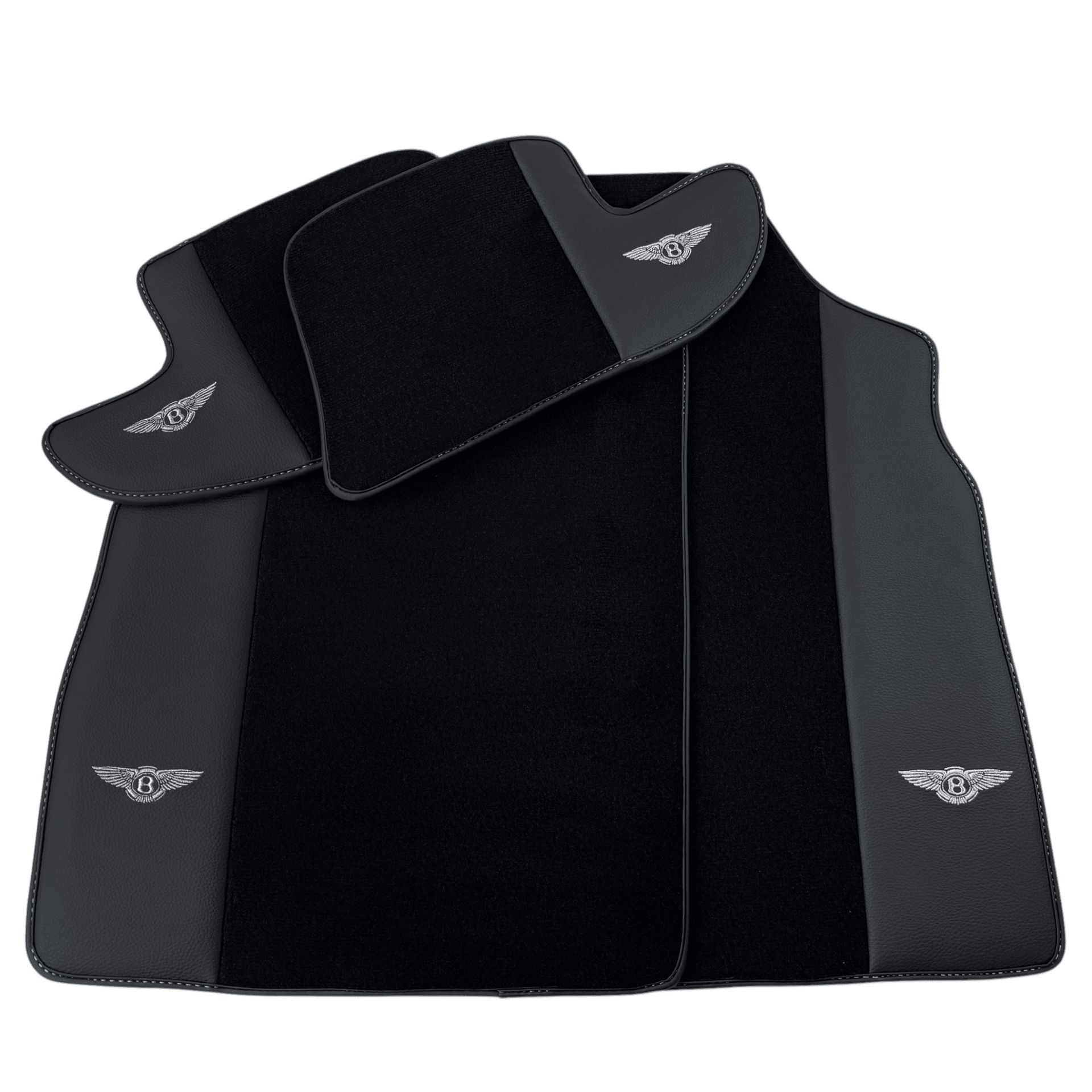 Black Floor Mats for Bentley Continental GT (2003-2011) with Leather