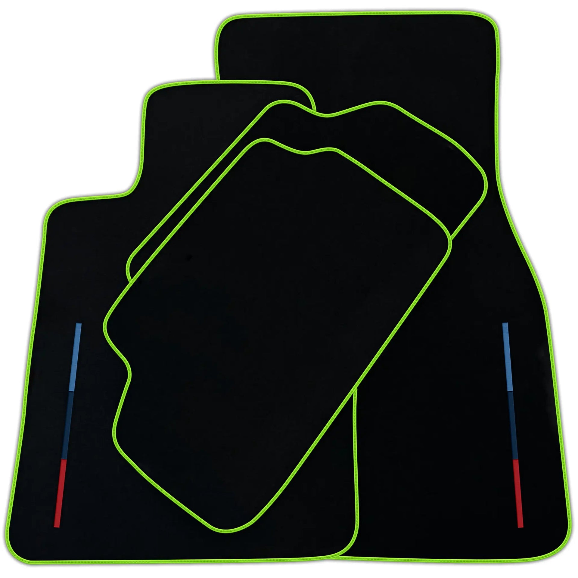 Black Floor Mats For BMW M3 G81 Touring (2022-2026) With 3 Color Stripes Tailored Set Perfect Fit | Various Trim Colors