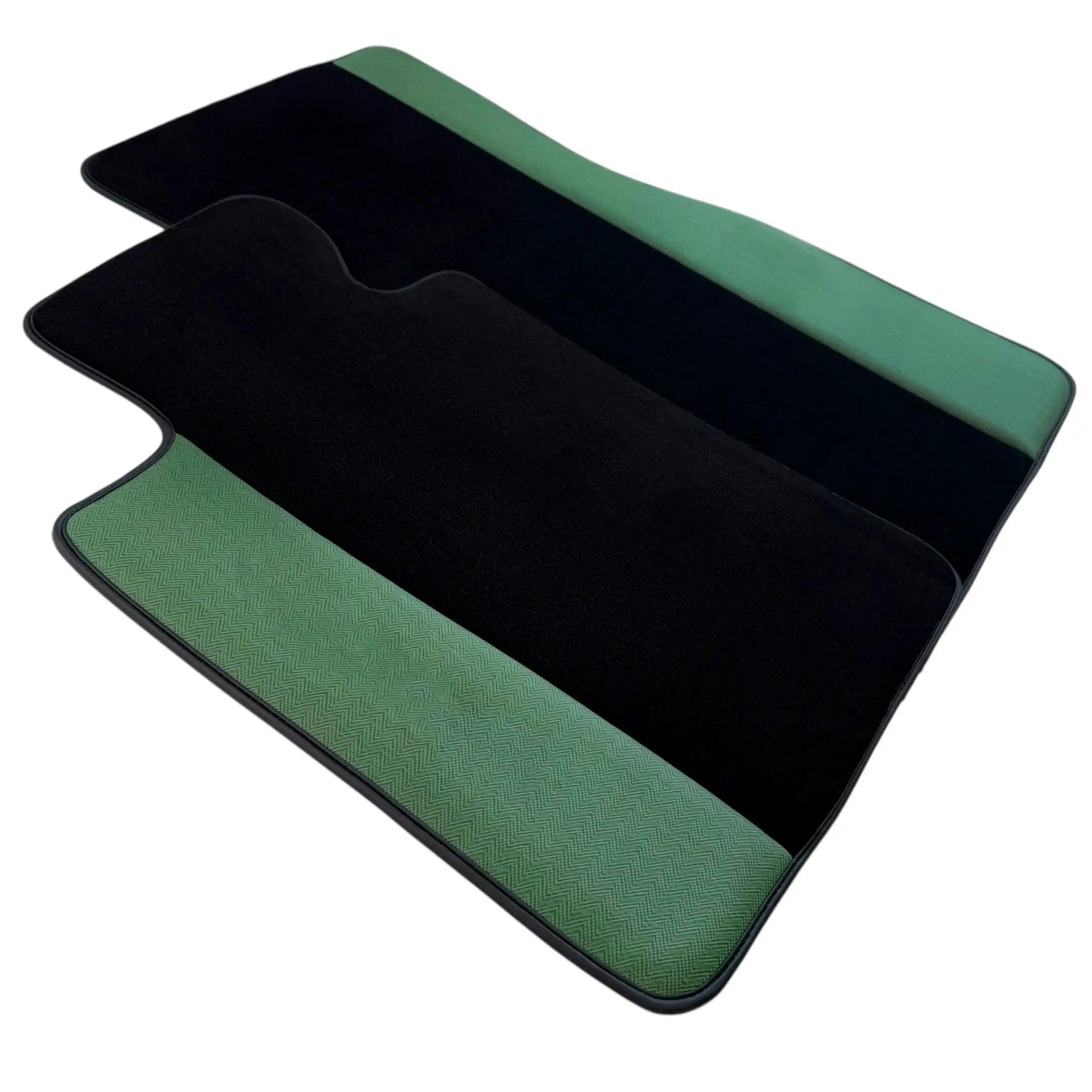 Black Floor Mats for BMW F74 Gran Coupe (2025-2026) | Green Leather Borders