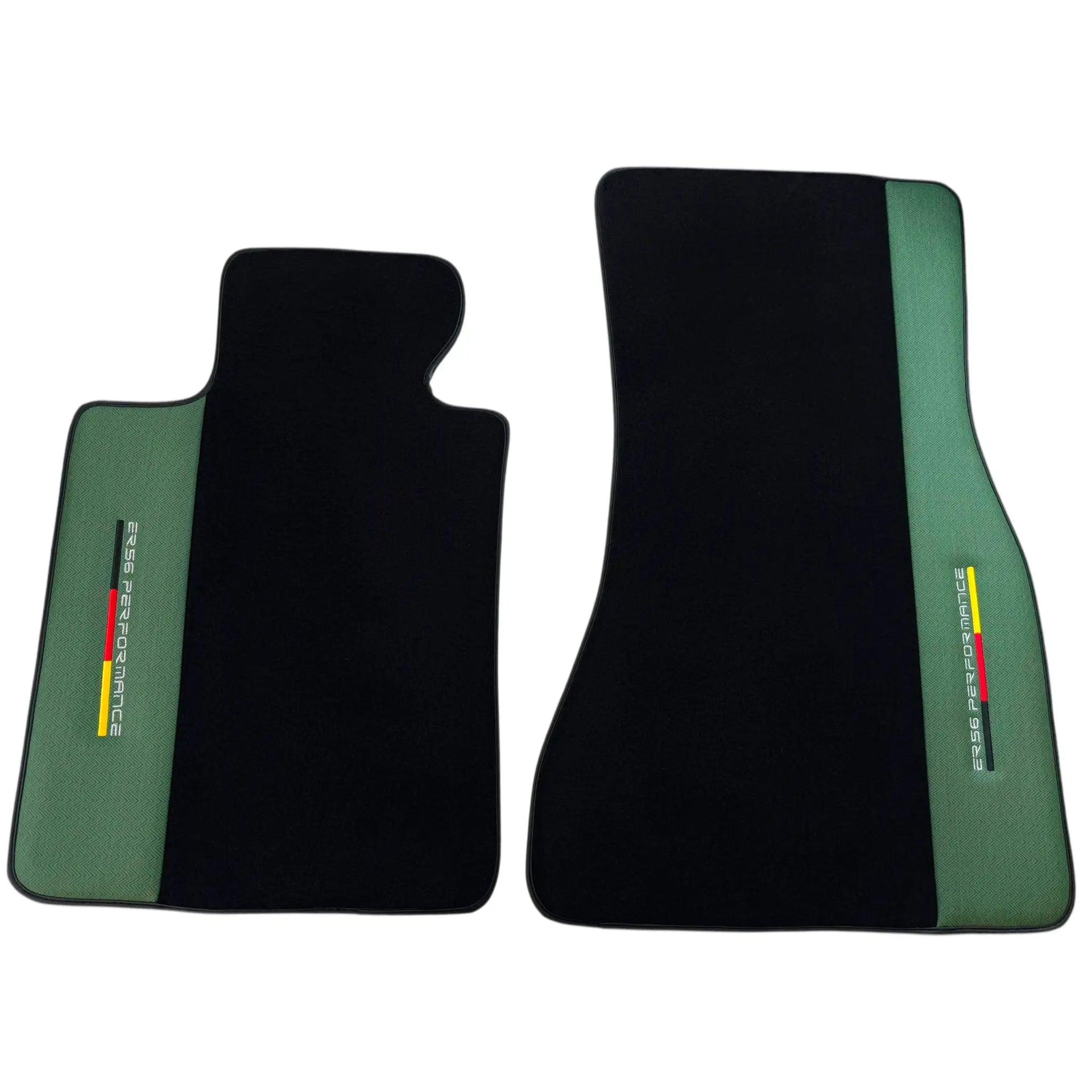Black Floor Mats for BMW M5 G90 (2023-2026) Sedan with Green Leather ER56 Performance