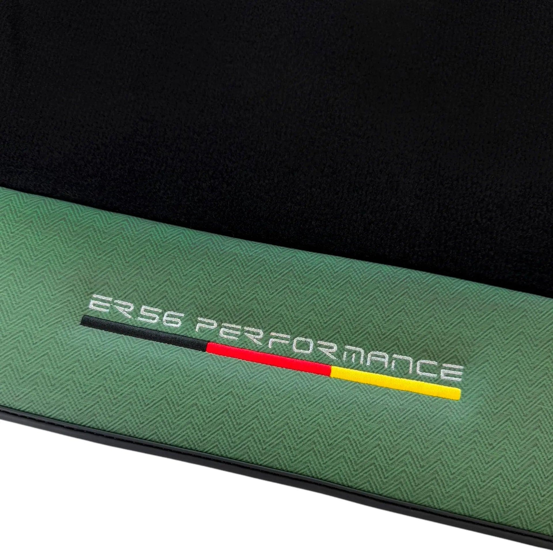 Black Floor Mats for BMW M5 G90 (2023-2026) Sedan with Green Leather ER56 Performance