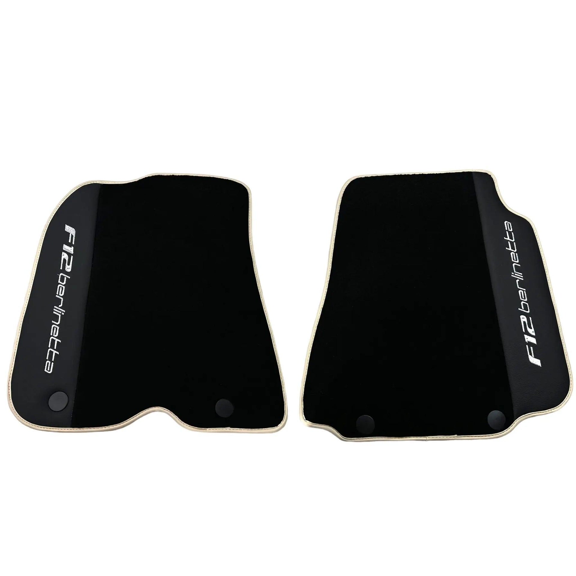 Black Floor Mats for Ferrari F12 Berlinetta (2012-2022) with Leather - AutoWin