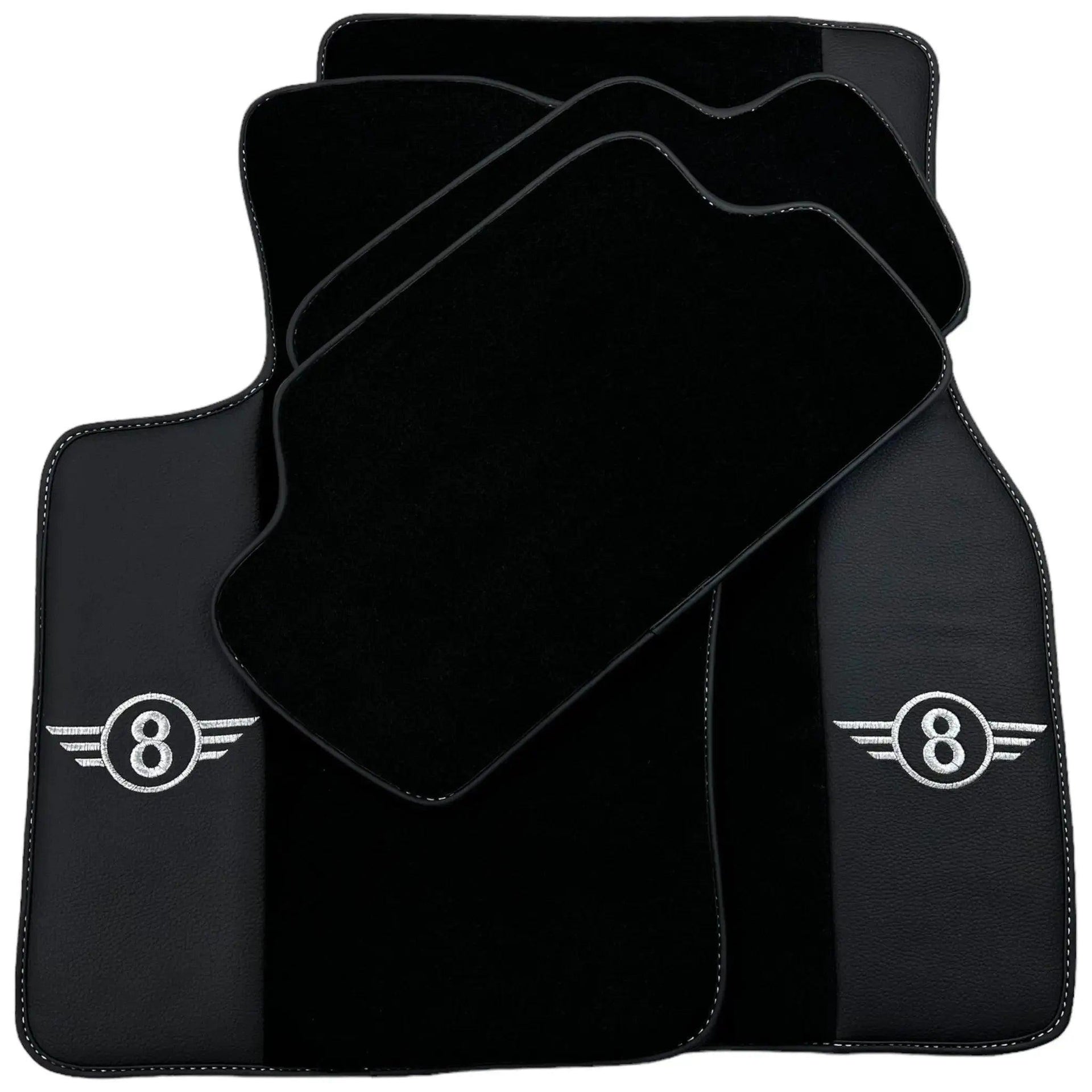 Black Floor Mats for Mini Clubman R55 (2007-2015) with Leather - AutoWin