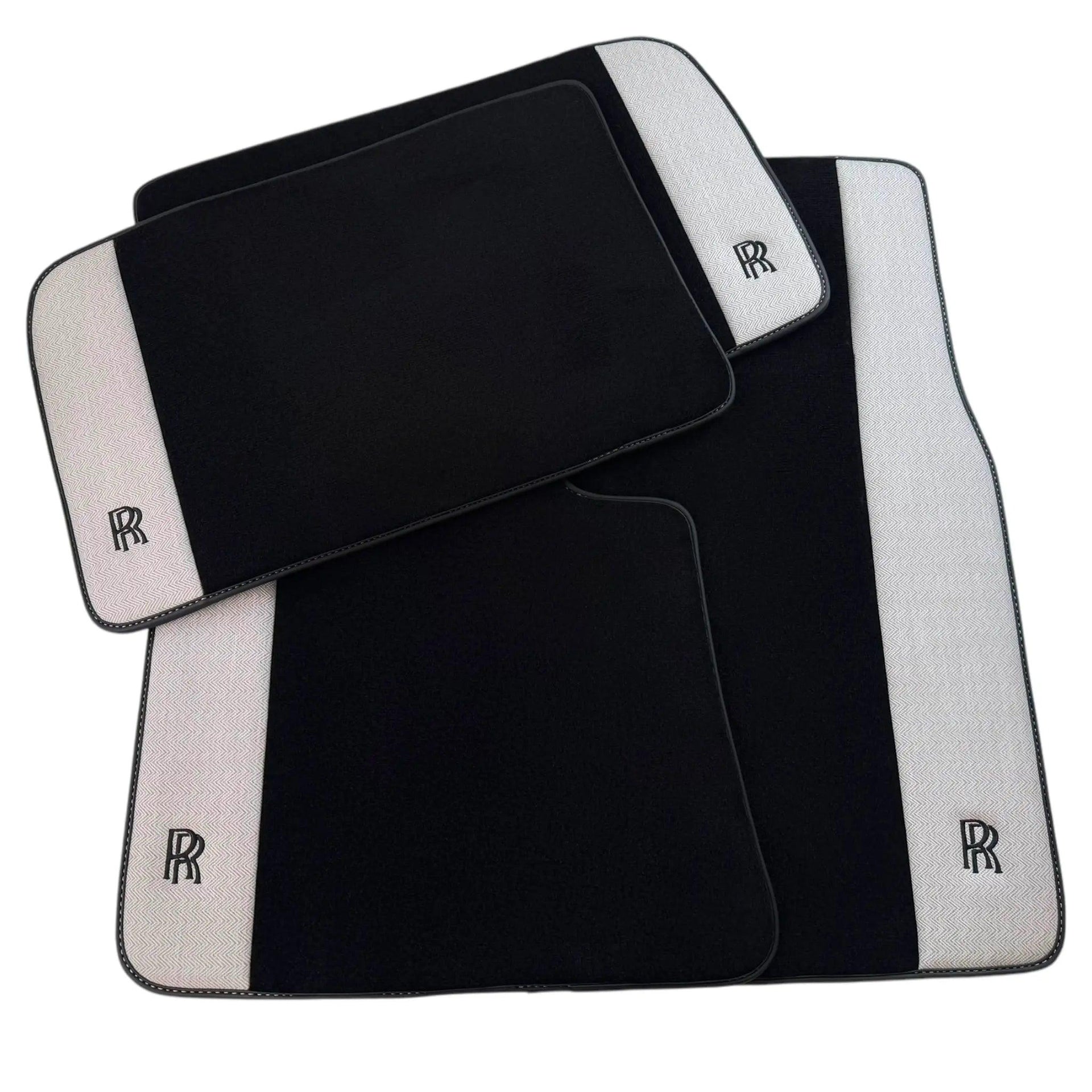 Black Floor Mats for Rolls Royce Dawn (2016-2023) with Gray Leather Borders