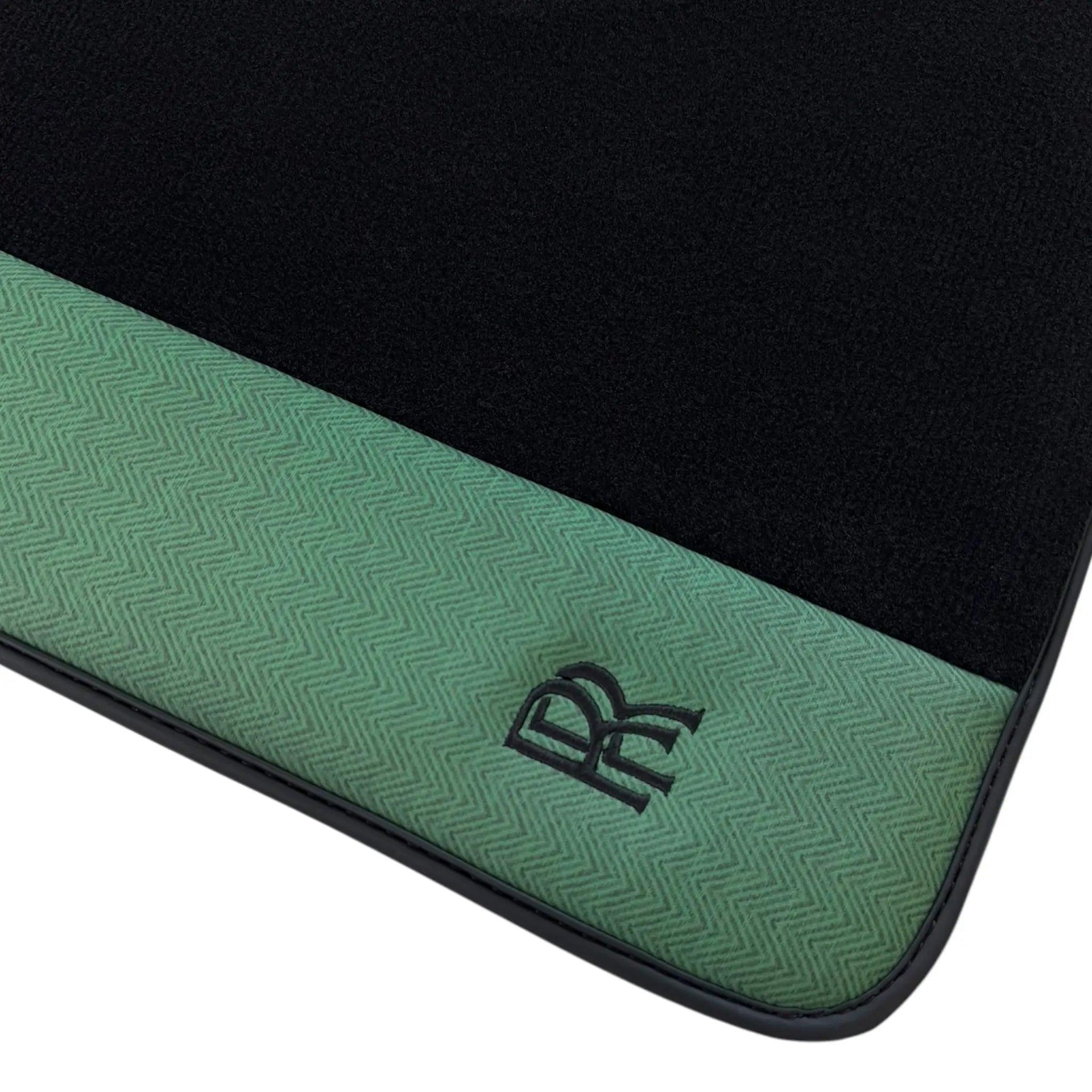 Black Floor Mats for Rolls Royce Shadow (1965-1977) with Green Leather