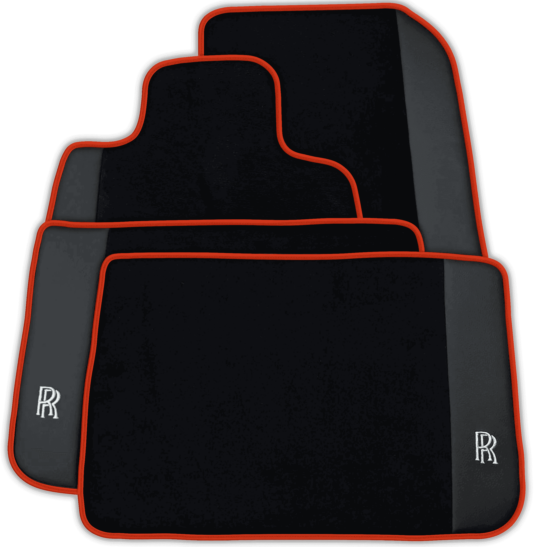 Black Floor Mats for Rolls Royce Spectre (2023-2024) with Leather | Various Trim Colors