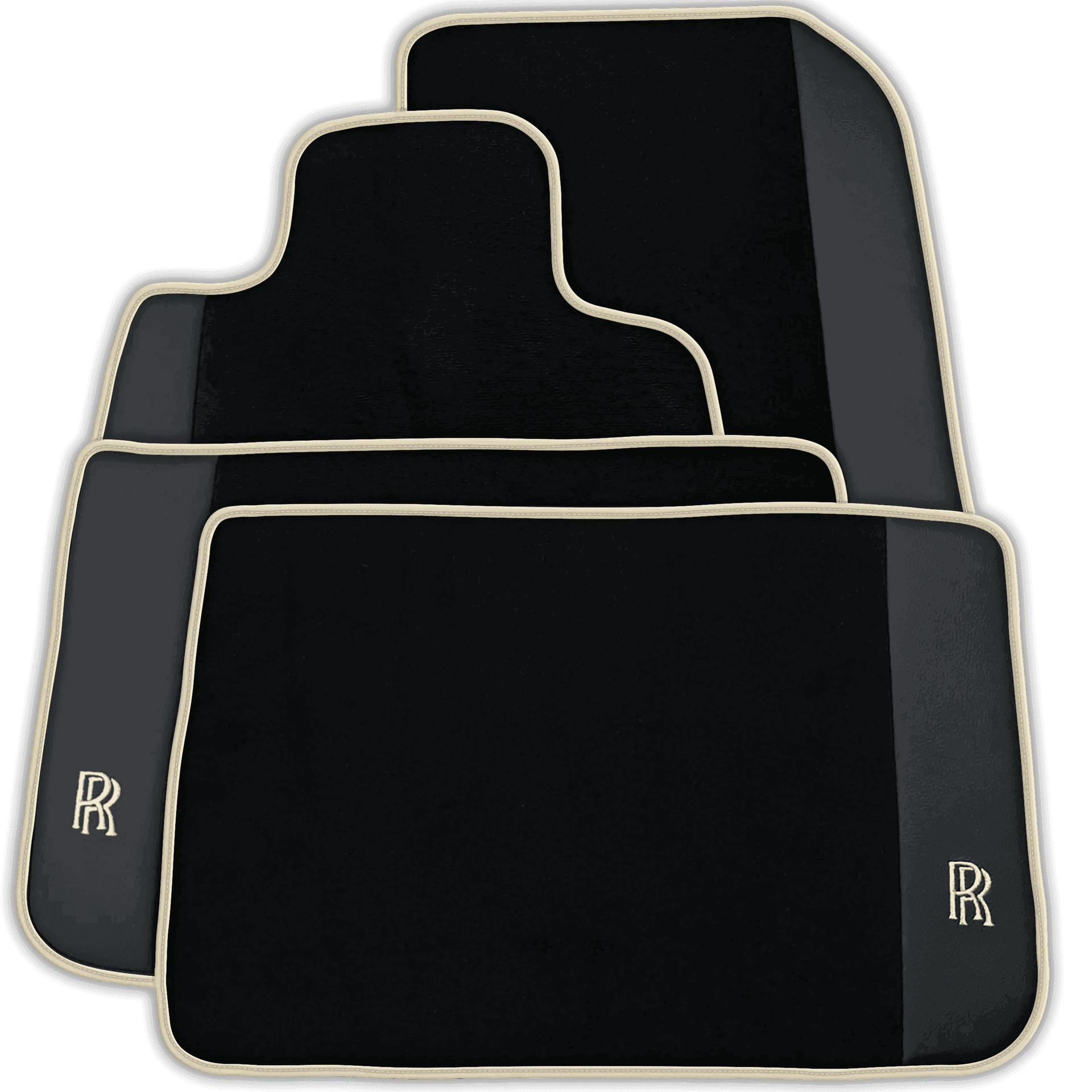 Black Floor Mats for Rolls Royce Spectre (2023-2024) with Leather | Various Trim Colors