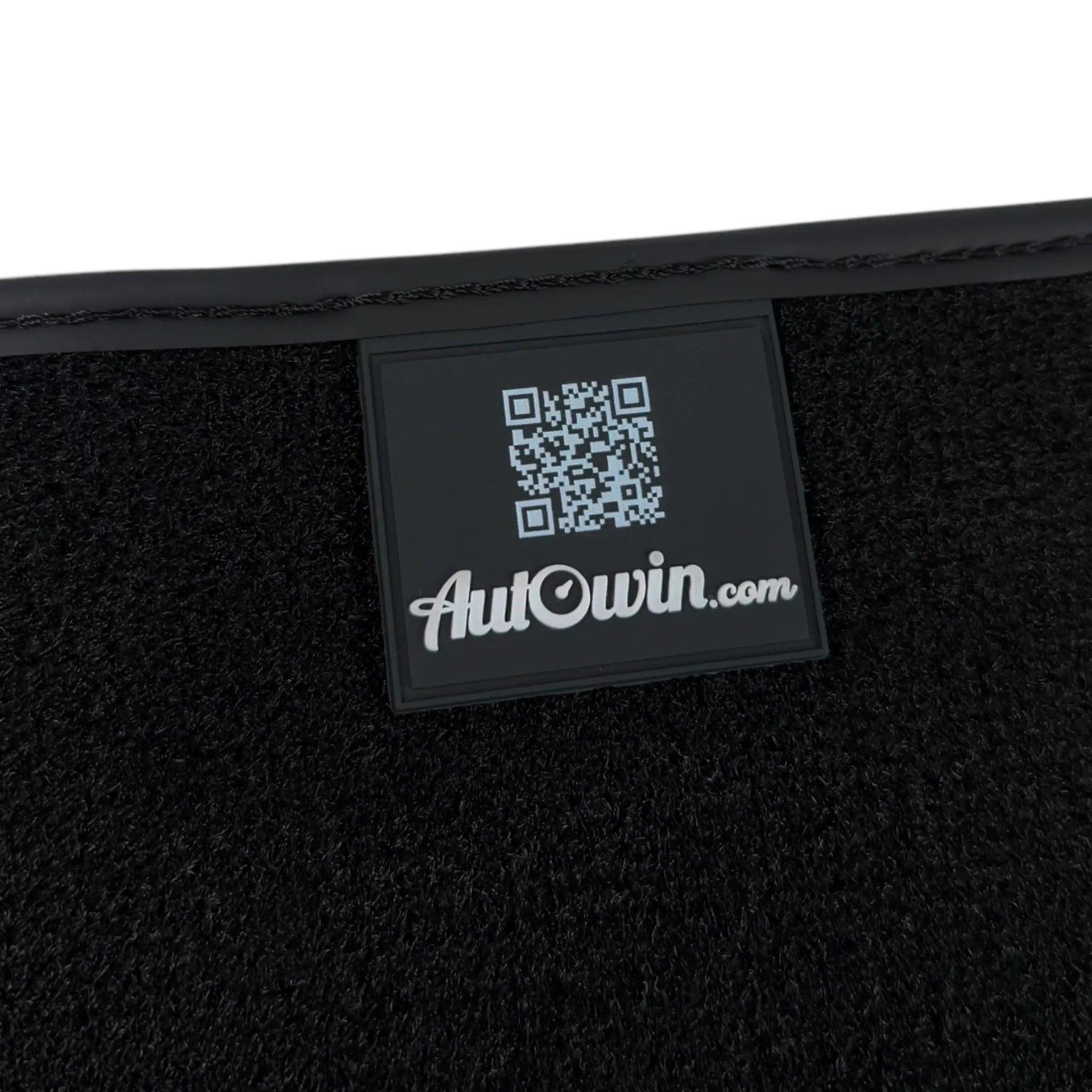 Black Floor Mats for Rolls Royce Spectre (2023-2024) with White Leather | RR Logo