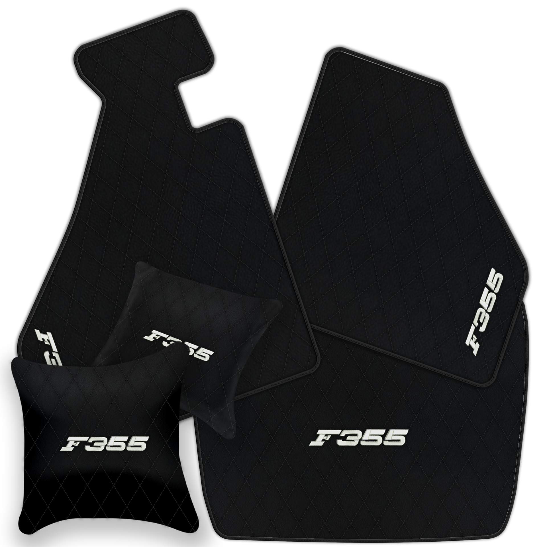 Luxury Black Leather Floor Mats for Ferrari 488 Spider (2016-2022)