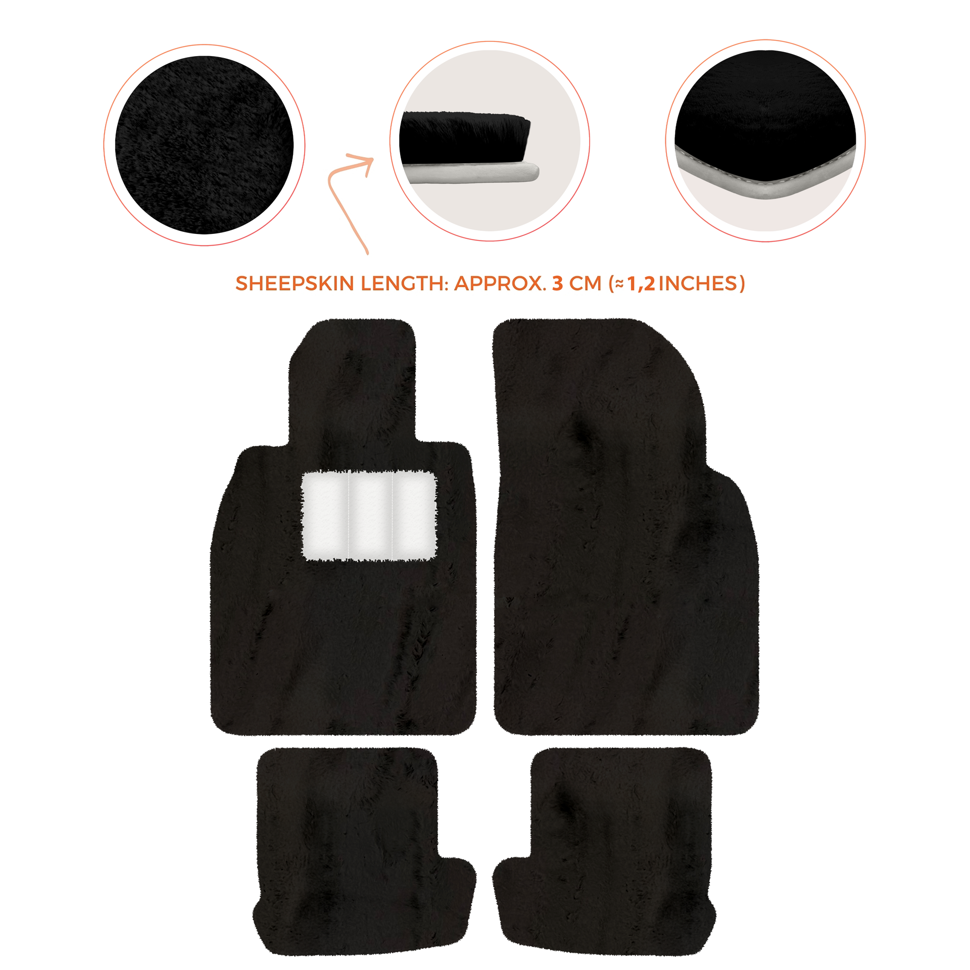 Premium Quality Sheepskin Floor Mats for Porsche 924 (1976-1988)