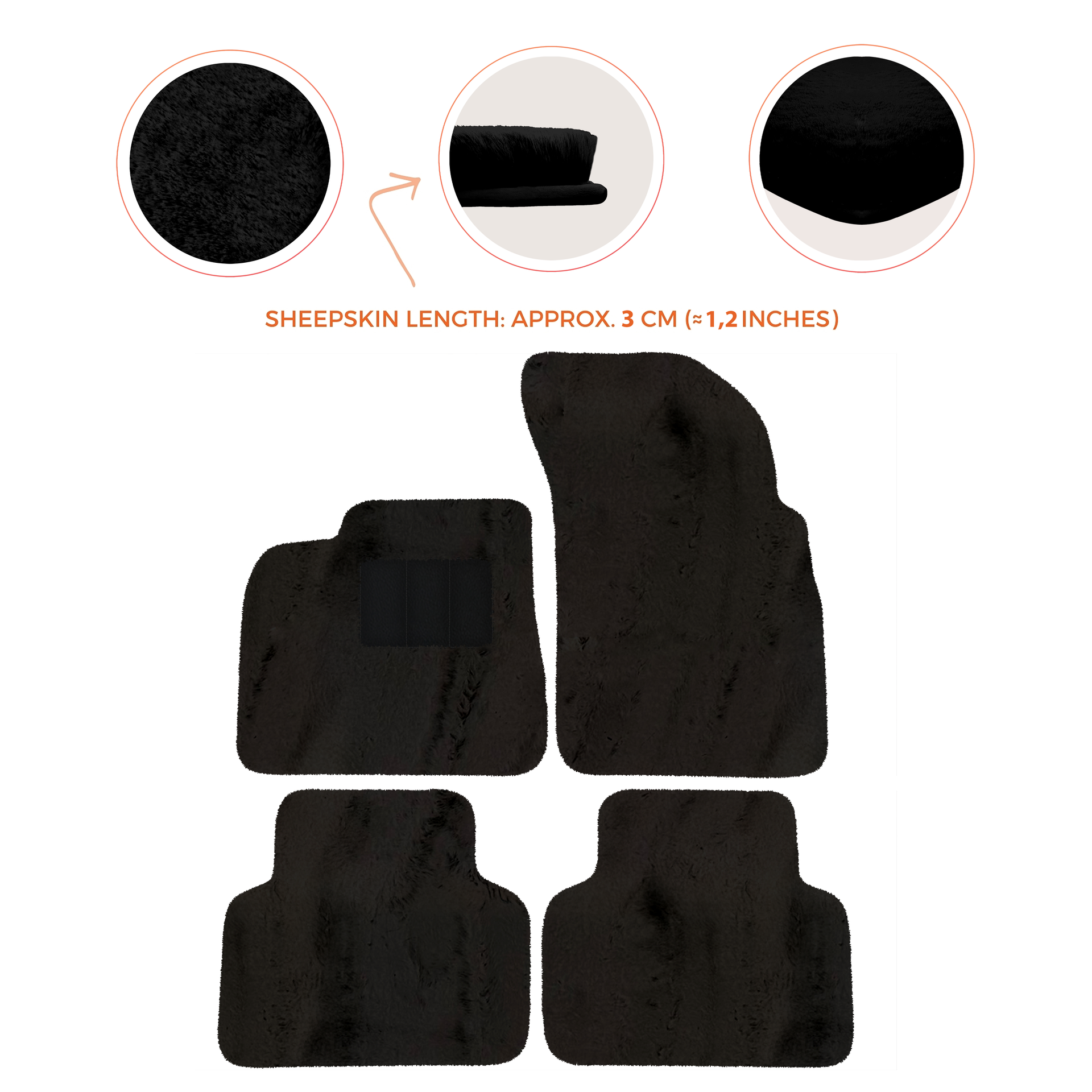 Premium Sheepskin Floor Mats for Lamborghini Countach 1974-1990