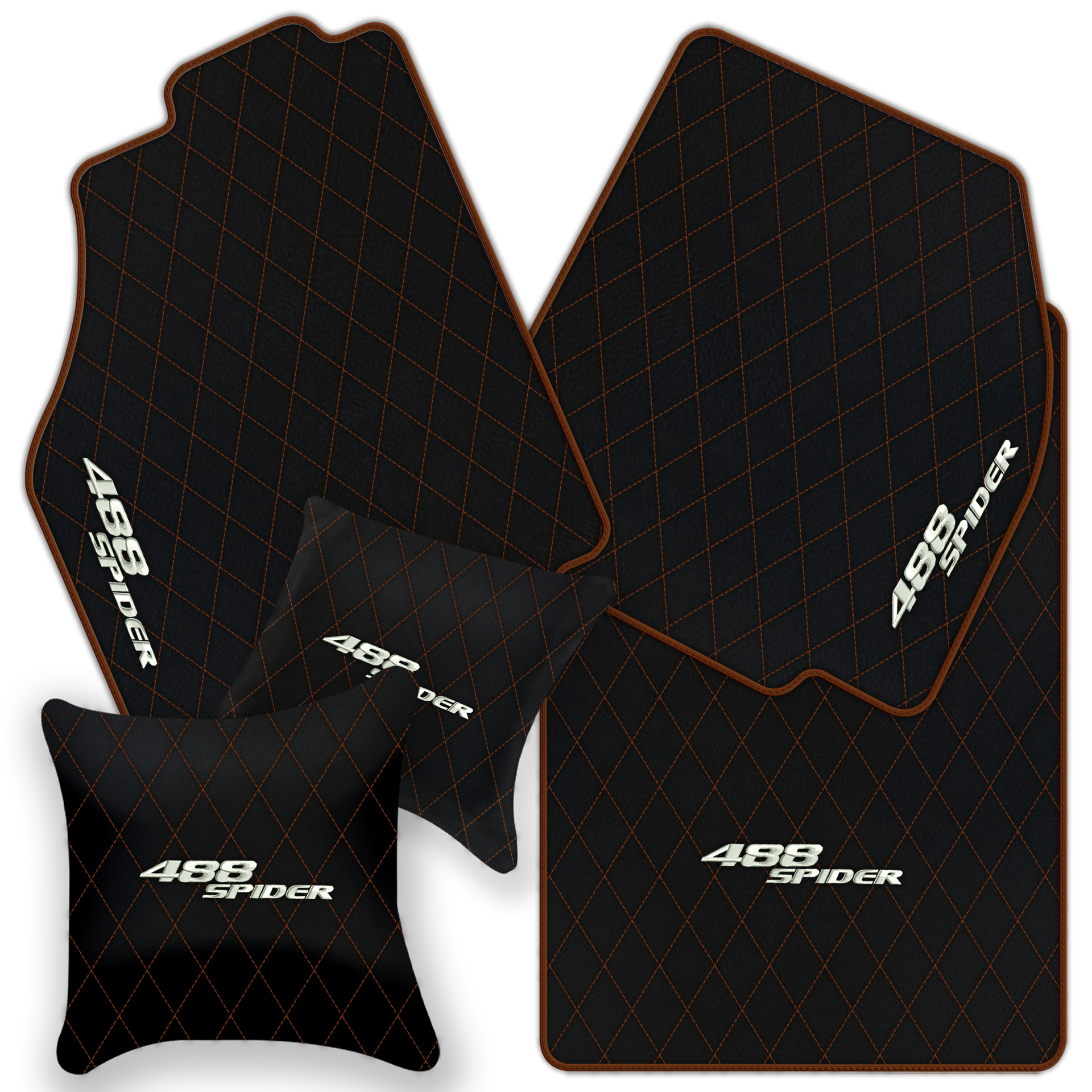 Premium Black Leather Floor Mats for Ferrari 488 Pista Spider
