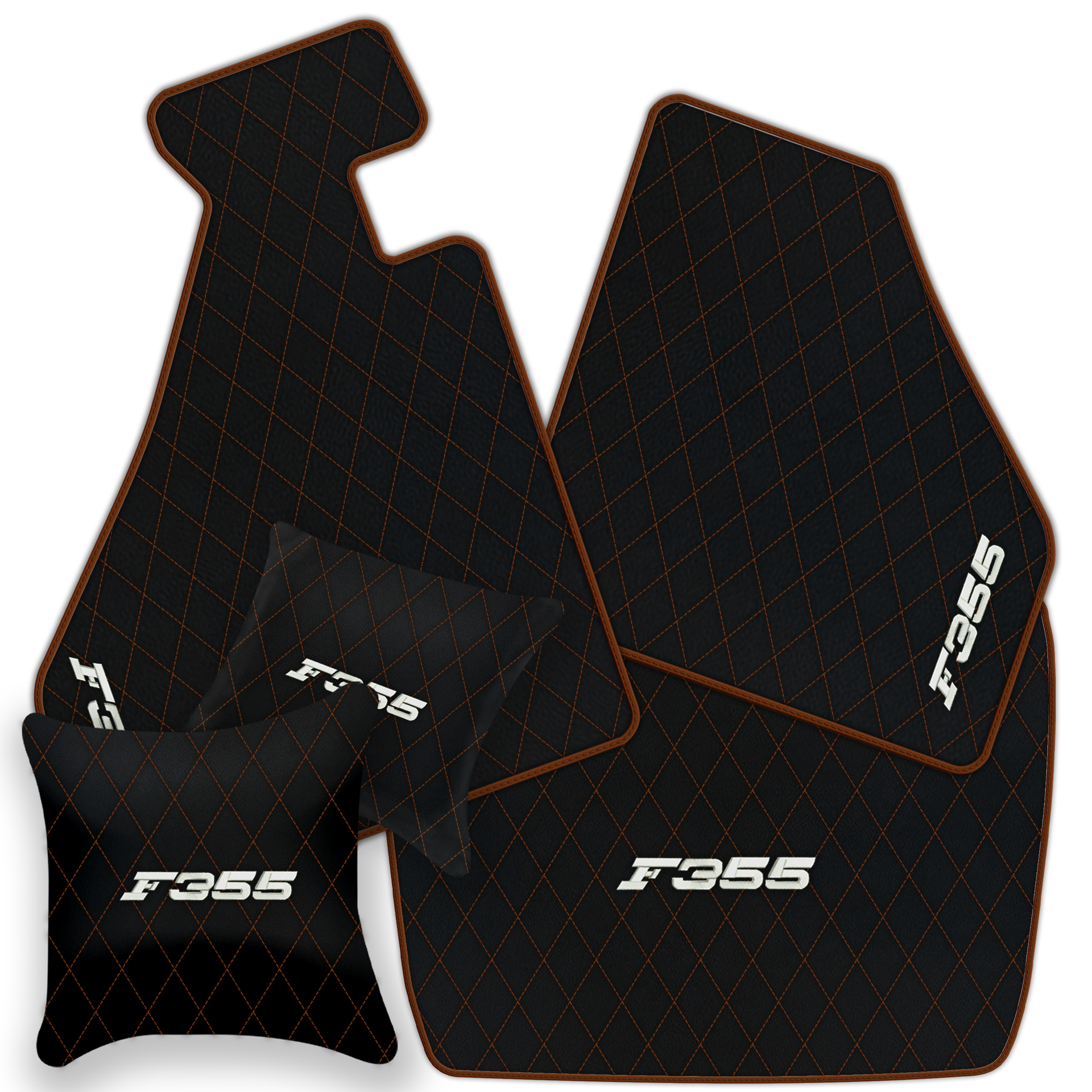 Luxury Black Leather Floor Mats for Ferrari 488 Spider (2016-2022)