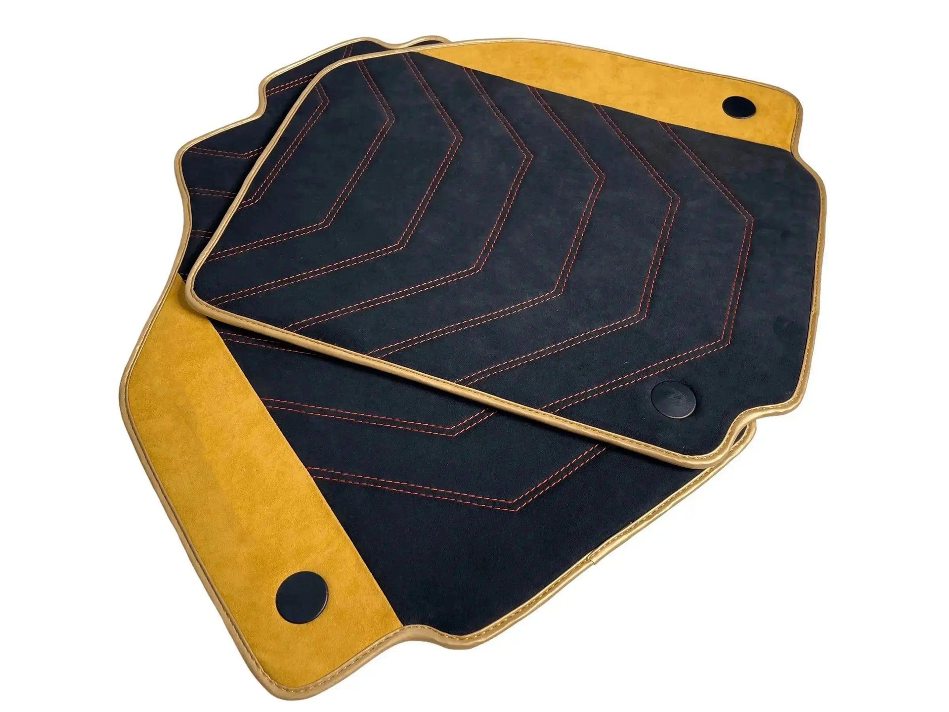 Customizable Black Floor Mats for Ferrari 488 Spider (2016-2022) with Tan Alcantara Leather - AutoWin