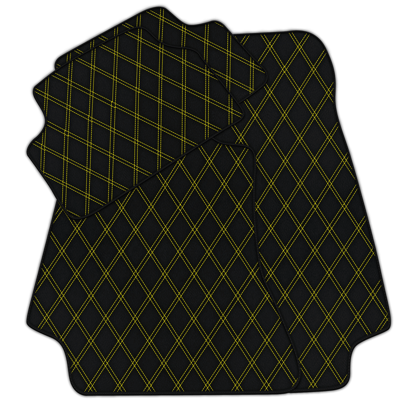 Customizable Leather Floor Mats with Double Diamond Pattern for Mercedes Benz E-Class W210 Sedan (1995-2002)