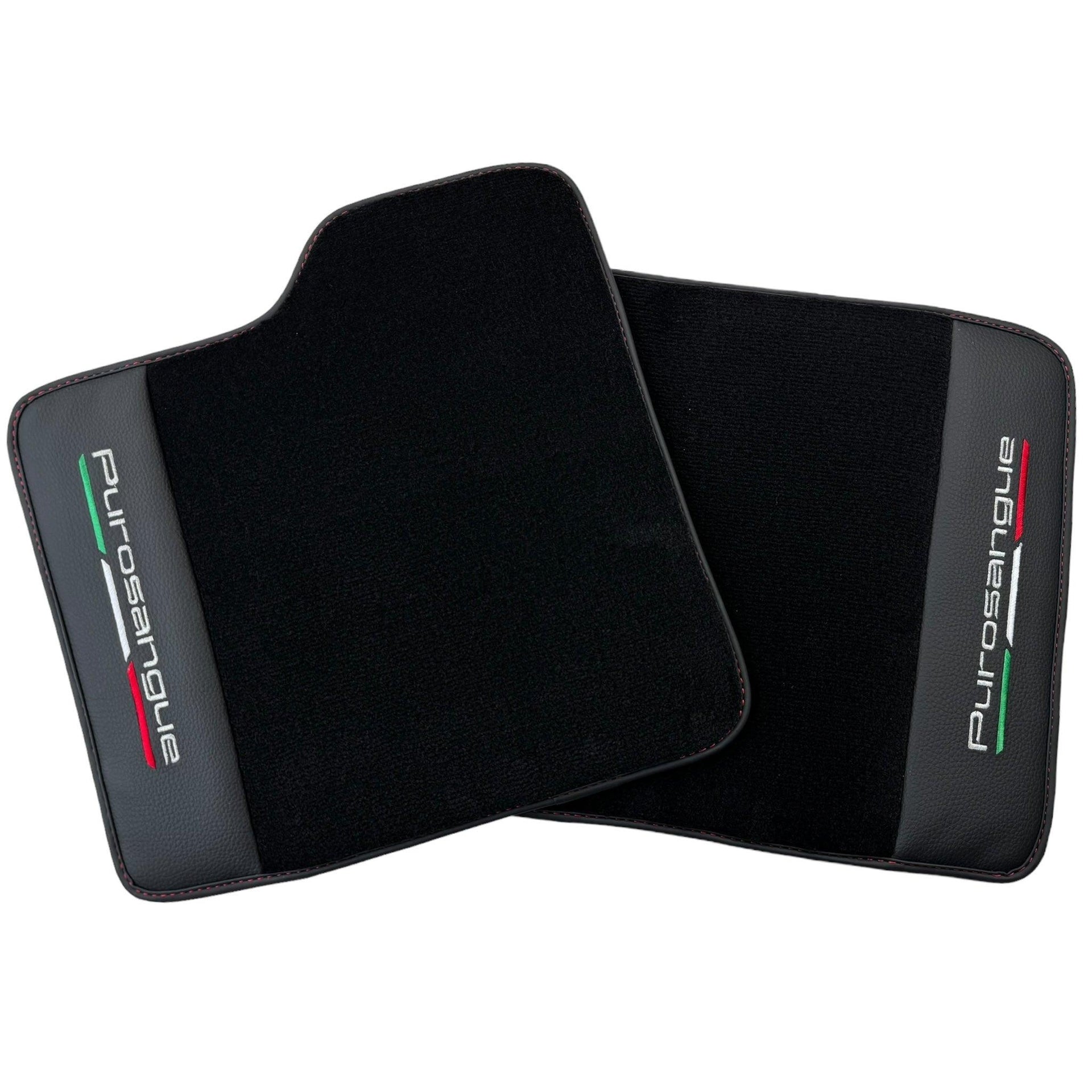 Black Floor Mats for Ferrari Purosangue with Leather and Black Trim | Italian Edition - AutoWin