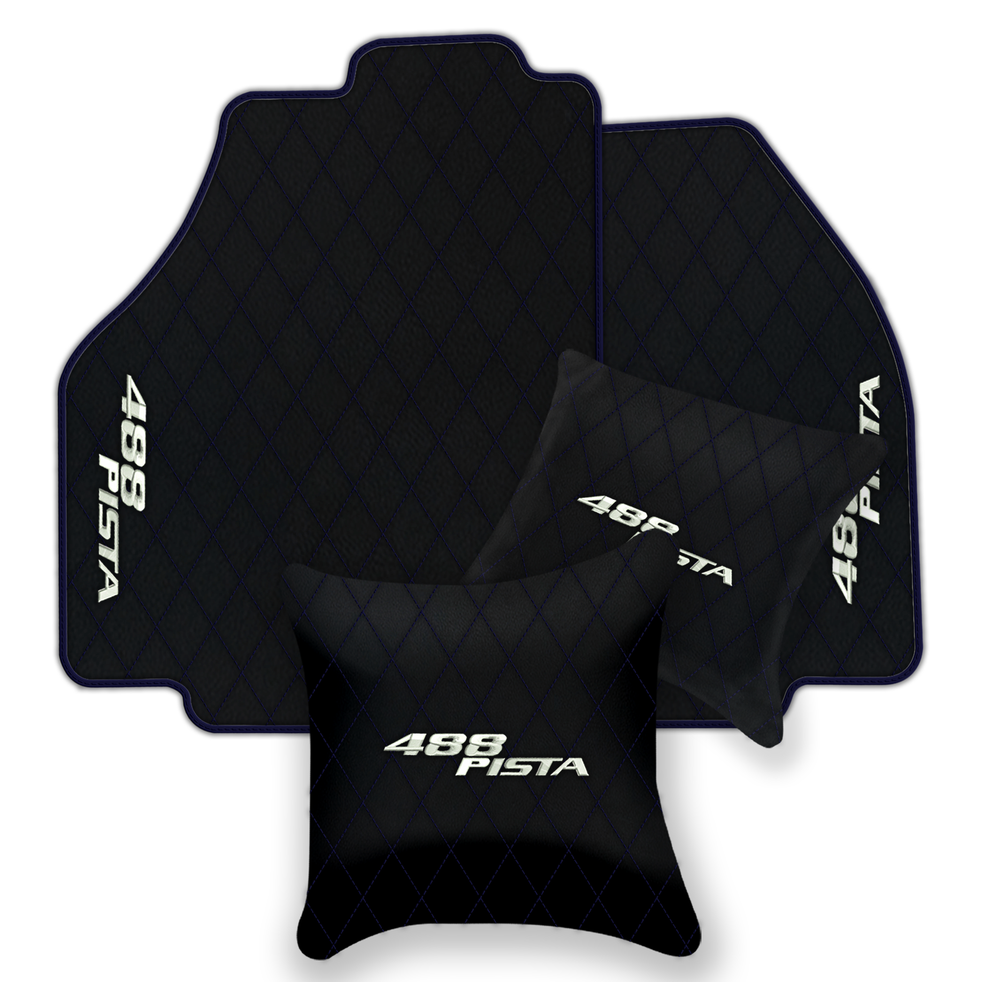 Luxury Black Leather Floor Mats for Ferrari 488 GTB (2016-2022)