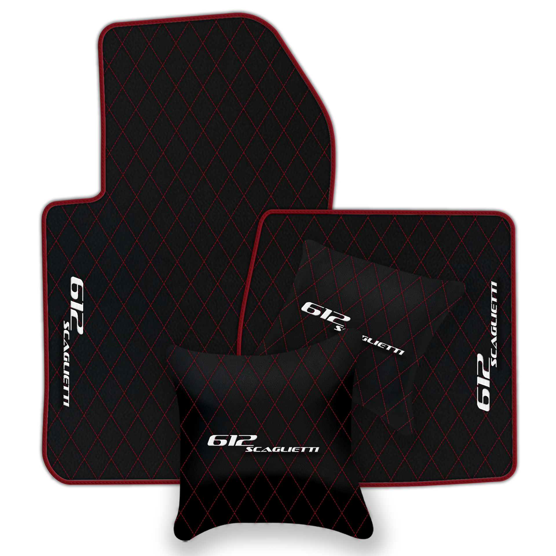 Luxury Black Leather Floor Mats for Ferrari 612 Scaglietti (2005-2011)