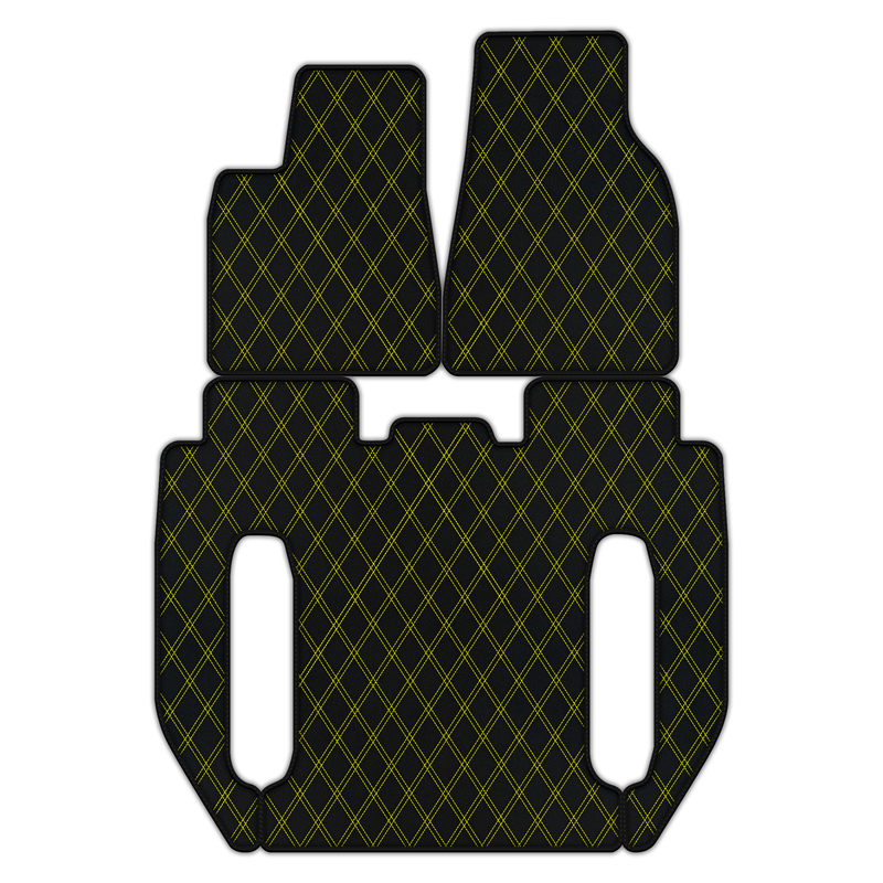 Customizable Leather Floor Mats with Double Diamond Pattern for Tesla Model X - 6 Seats (2016-2025)