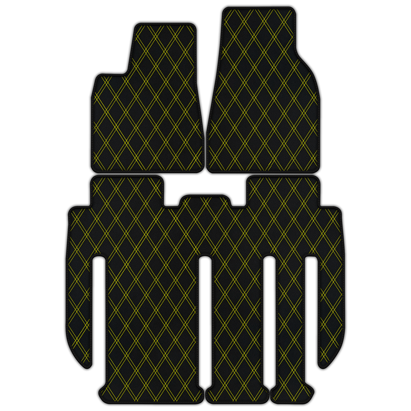 テスラ モデルX用 ダブルダイヤモンドパターン カスタマイズ可能なレザーフロアマット - 7人乗り (2017-2025)