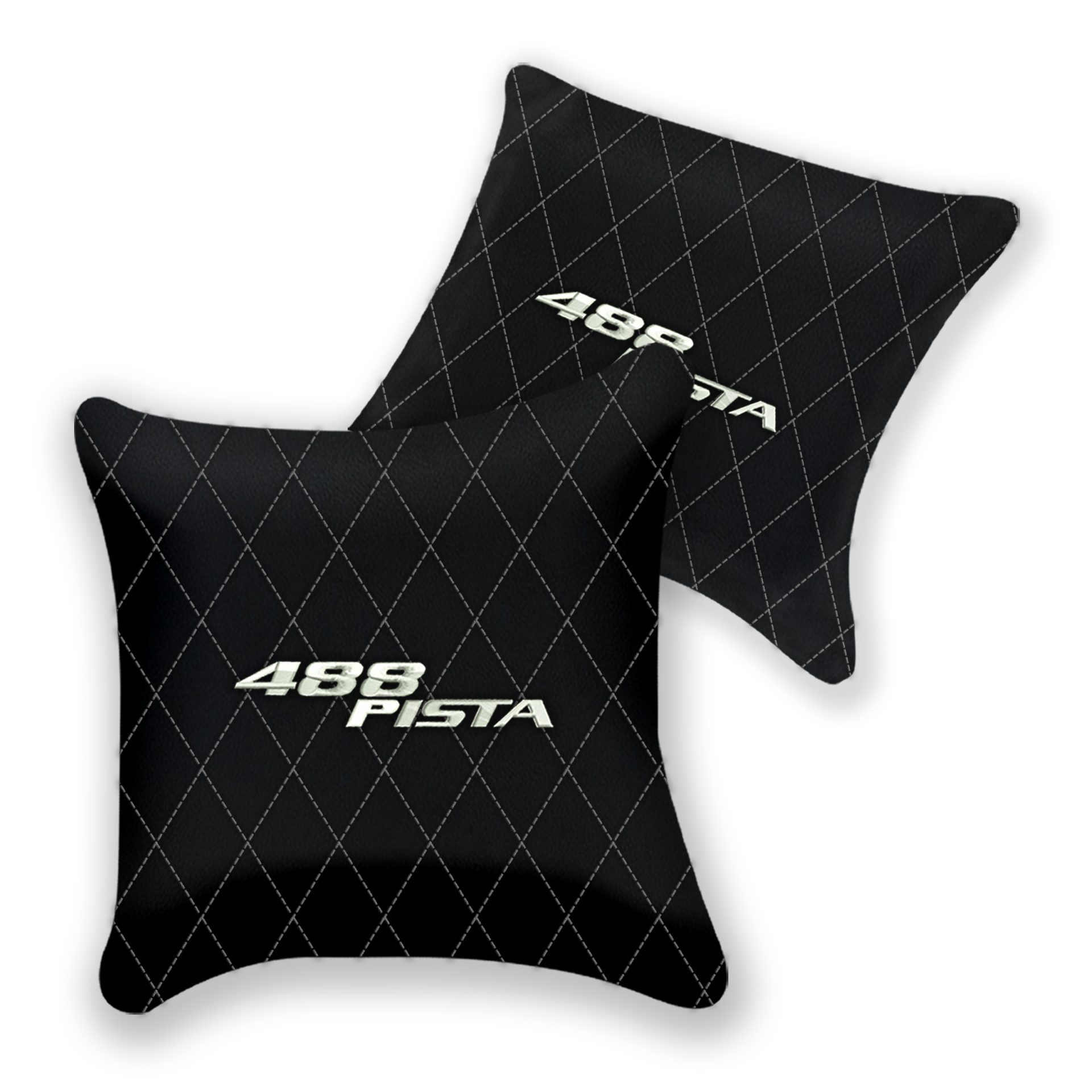 Customizable Black Leather Pillows for Ferrari 488 GTB (2016-2022)