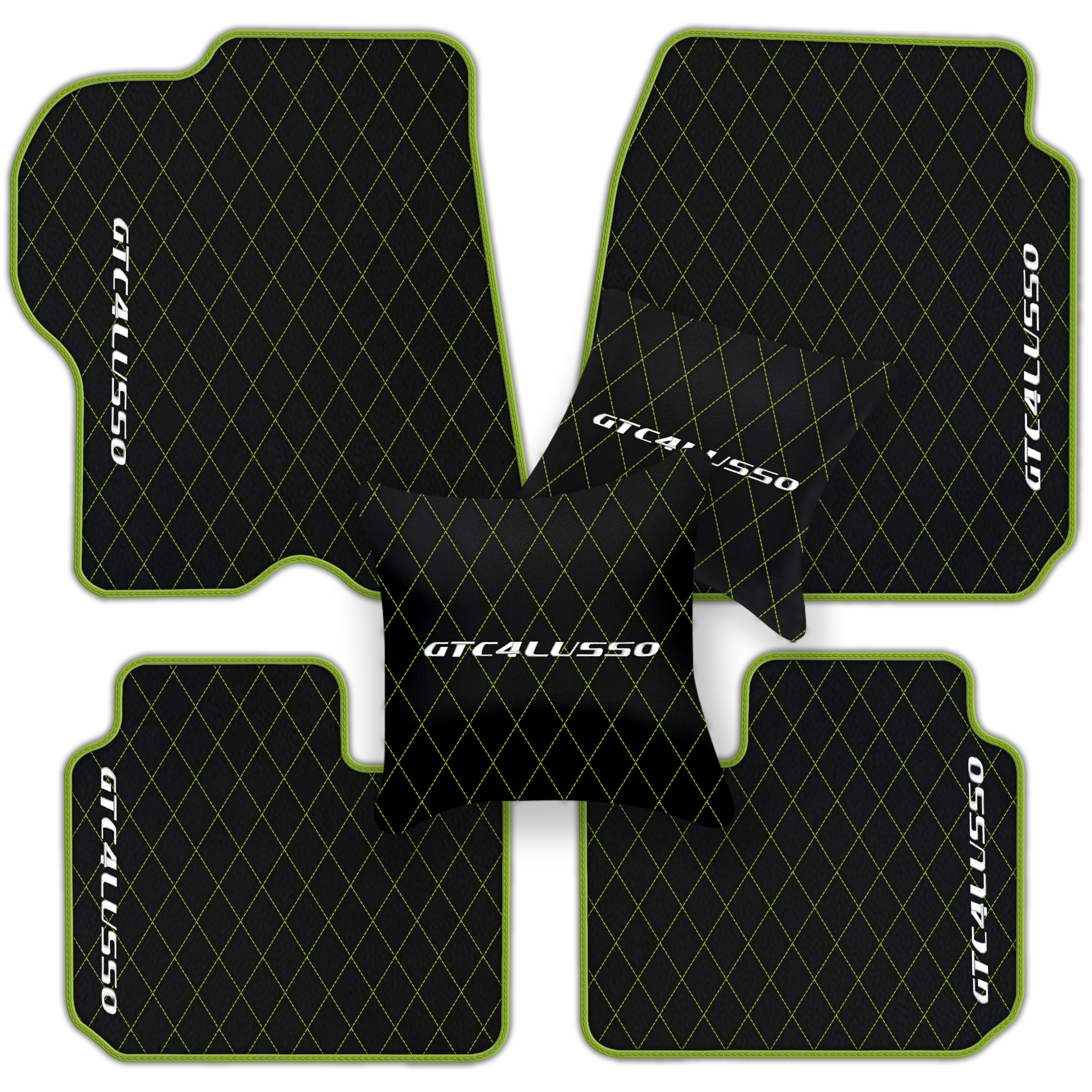 Luxury Black Leather Floor Mats for Ferrari Roma (2021-2024)