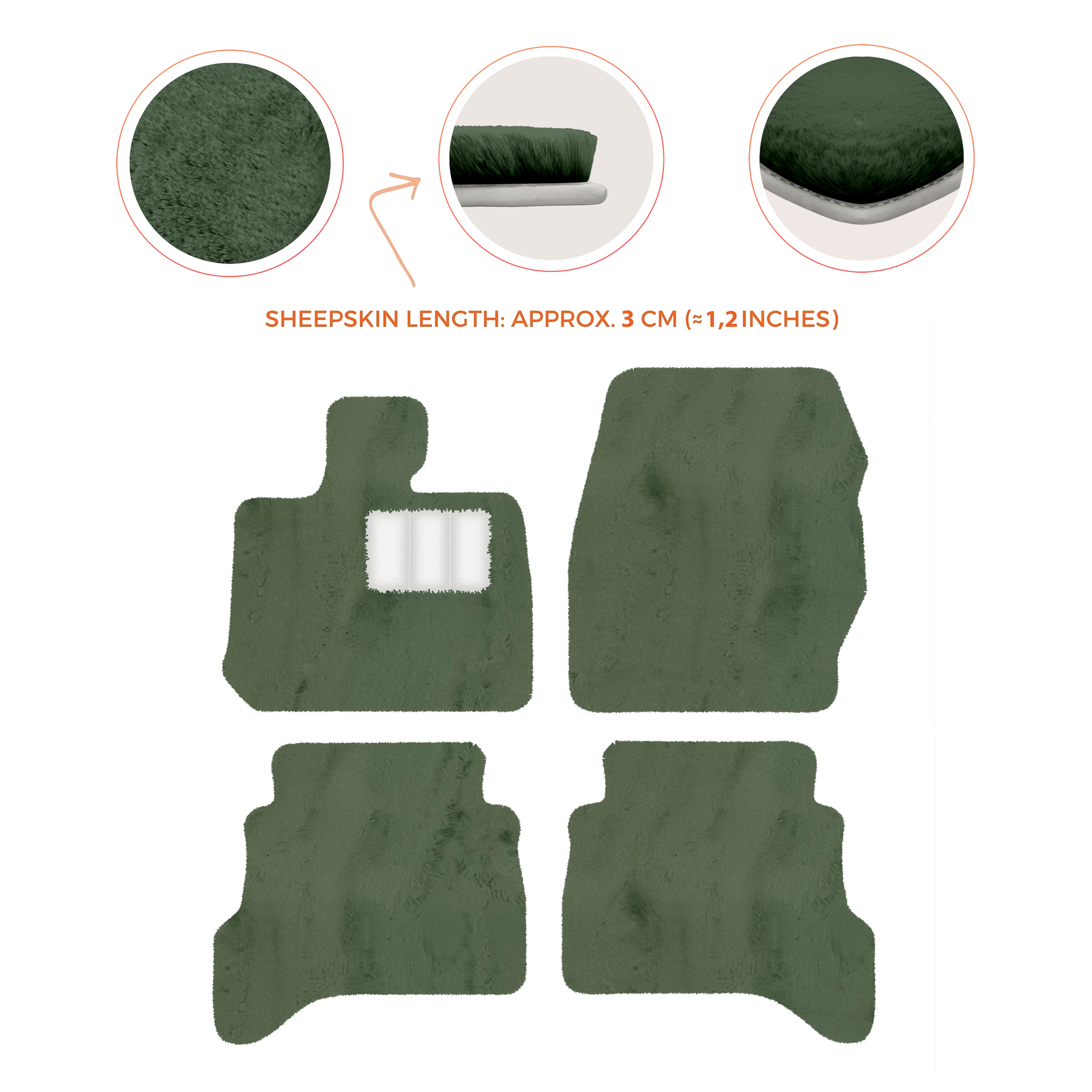 Premium Sheepskin Floor Mats for Land Rover Defender 90 (2007-2020)